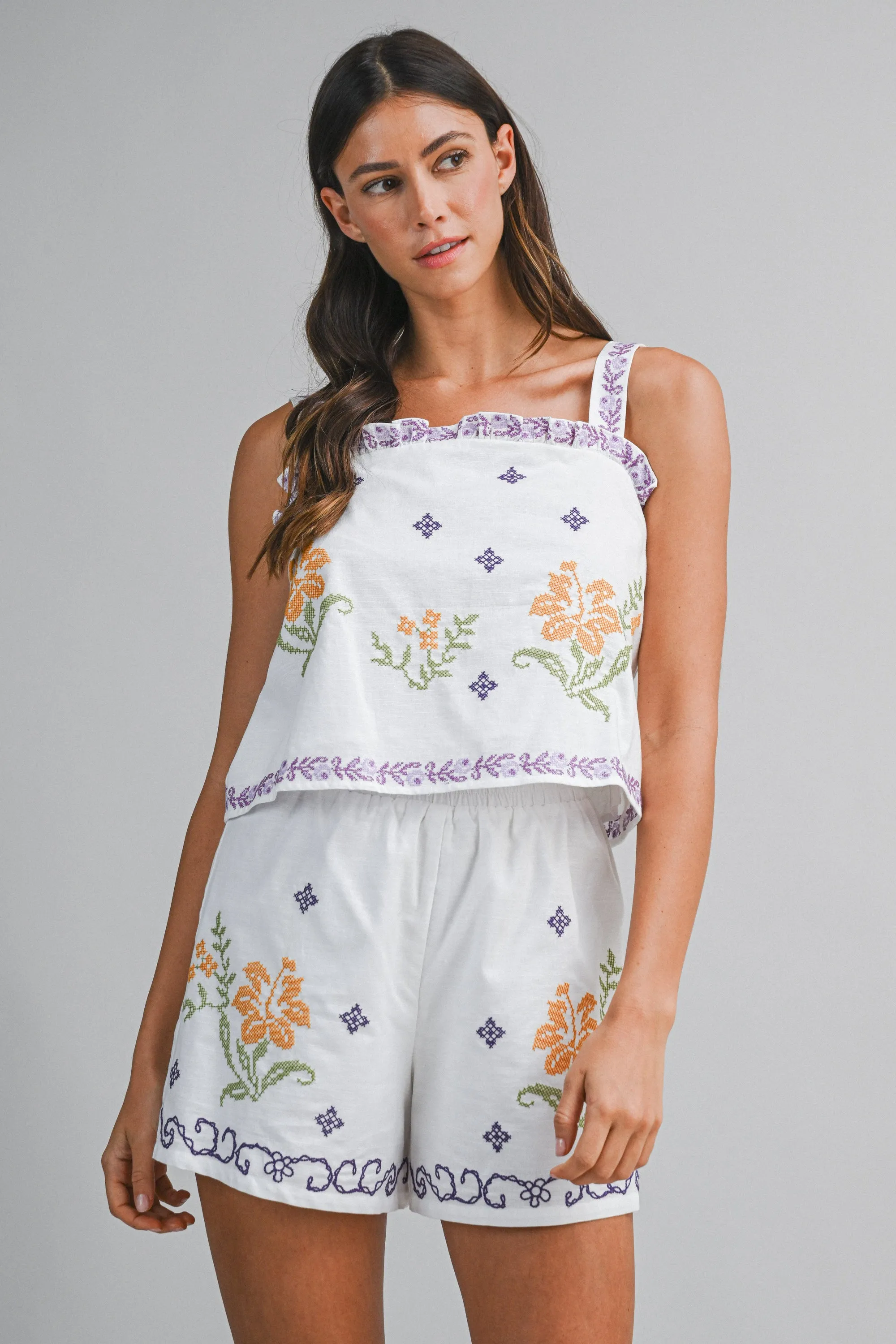 BAYLOR EMBROIDERY STRAP TOP AND SHORTS SET sold by MABLE product image thumbnail 2