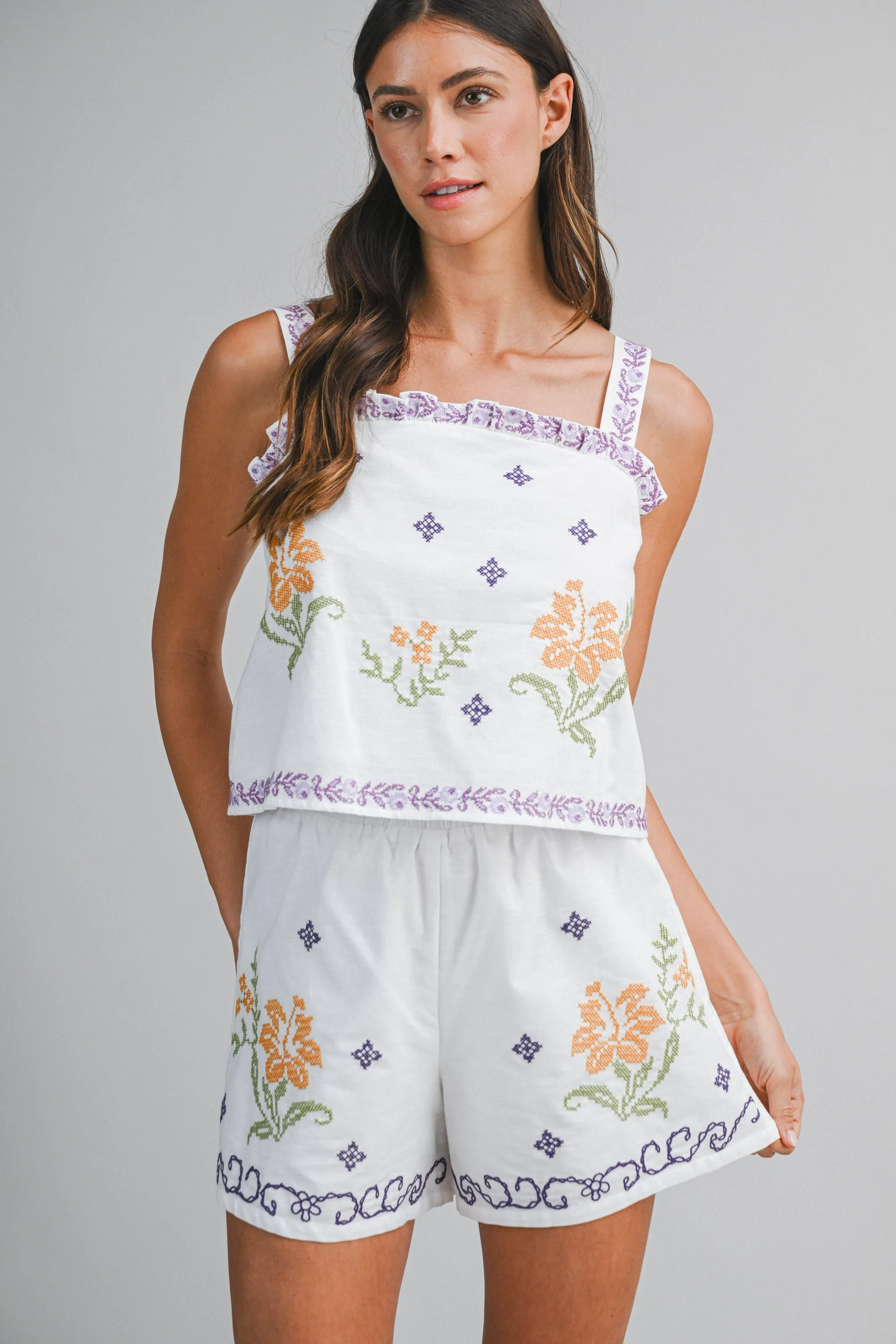 BAYLOR EMBROIDERY STRAP TOP AND SHORTS SET sold by MABLE product image thumbnail 3