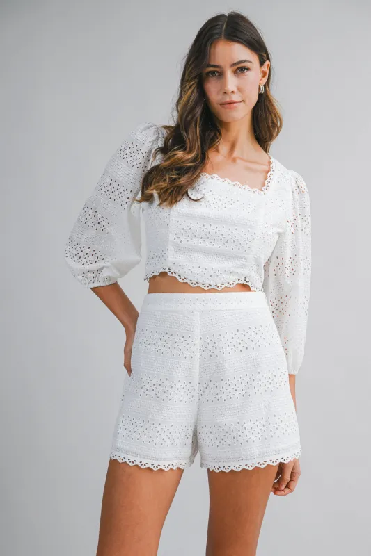 OAKLEE EMBROIDERY TOP AND SHORTS SET made by MABLE