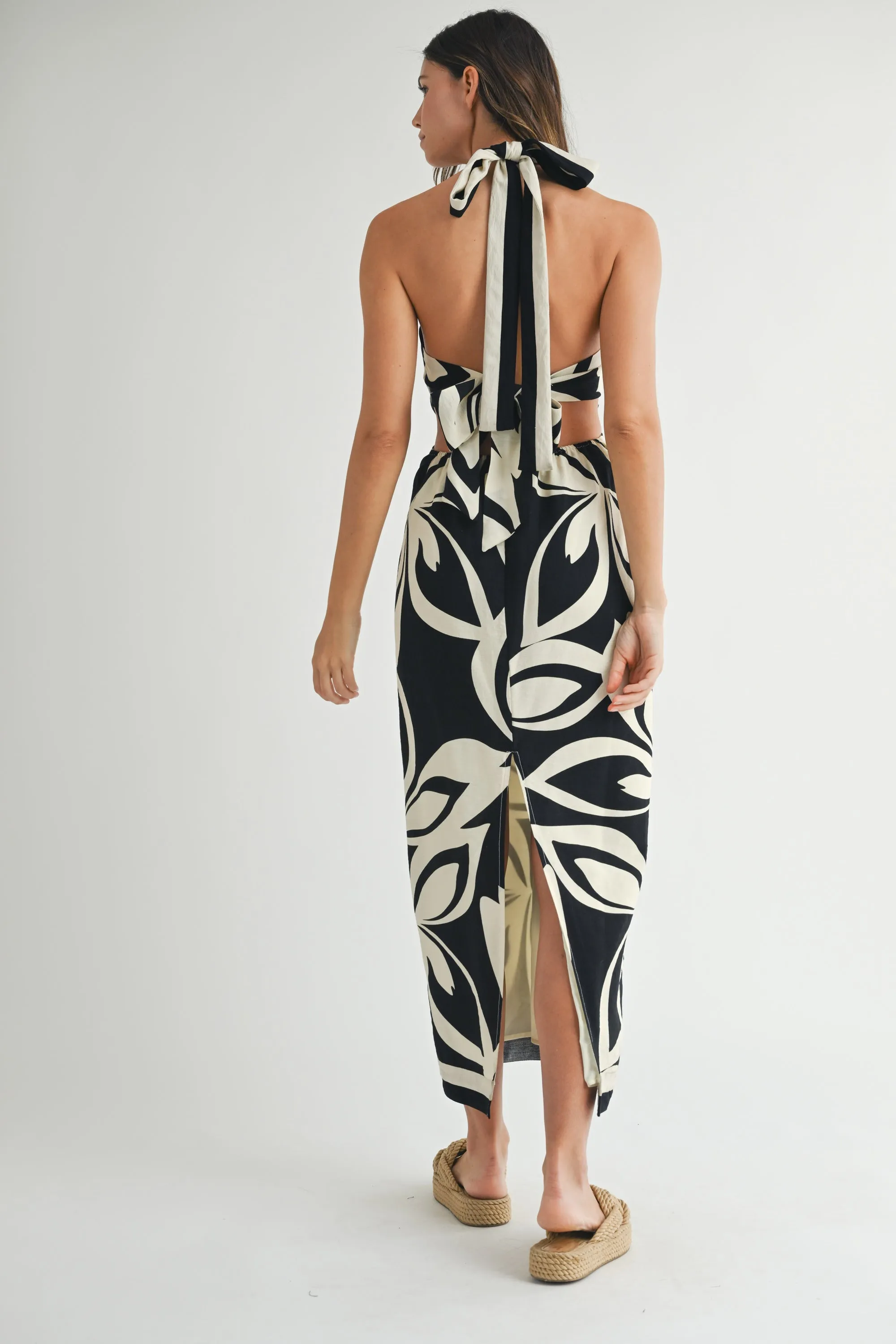 SERENITY PRINTED HALTER NECK MIDI DRESS sold by MABLE product image thumbnail 3