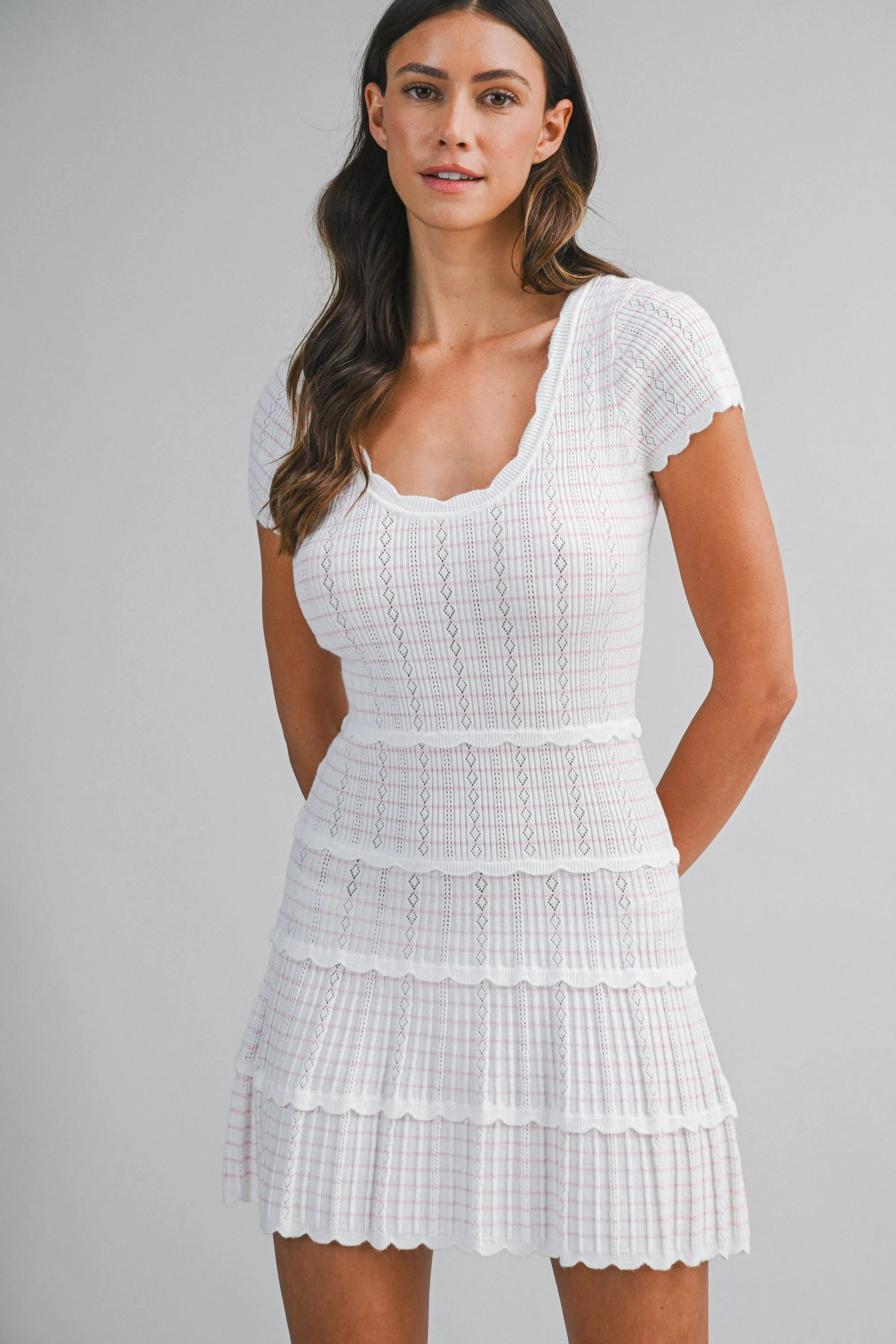 ANNA SCALLOP DETAIL KNITTED MINI DRESS sold by MABLE product image thumbnail 2