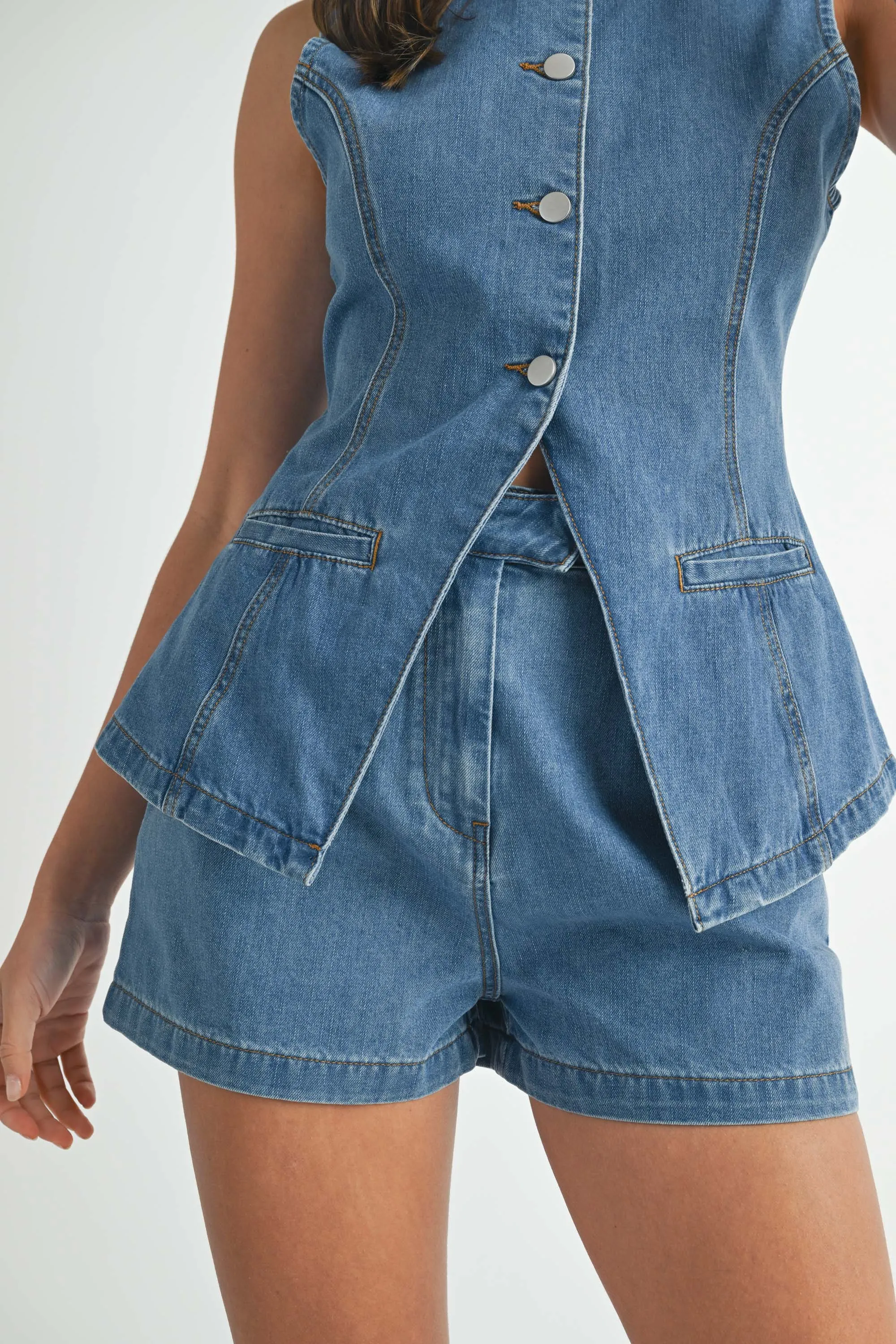 JOANNA DENIM VEST AND SHORTS SET sold by MABLE product image thumbnail 4