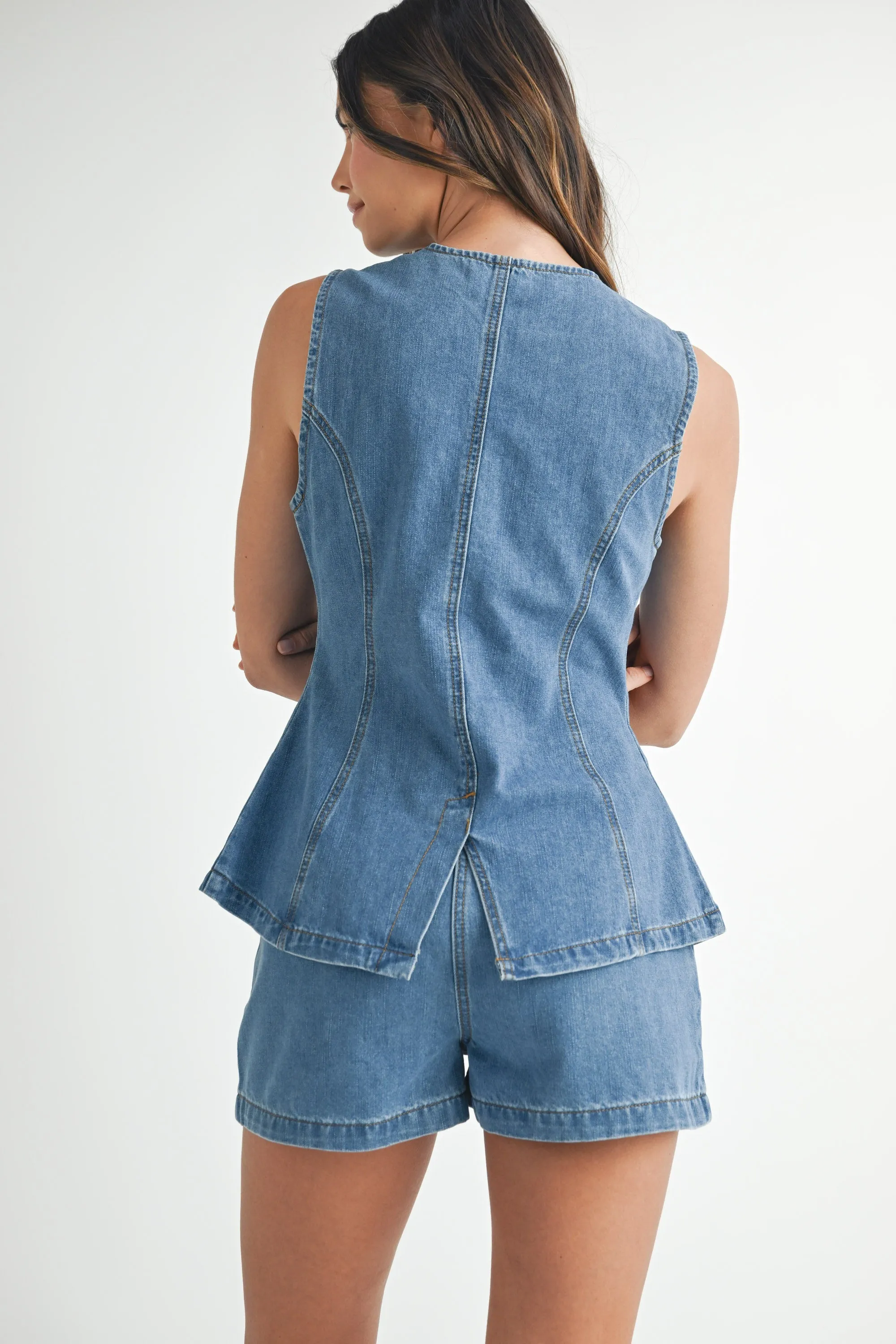 JOANNA DENIM VEST AND SHORTS SET sold by MABLE product image thumbnail 3