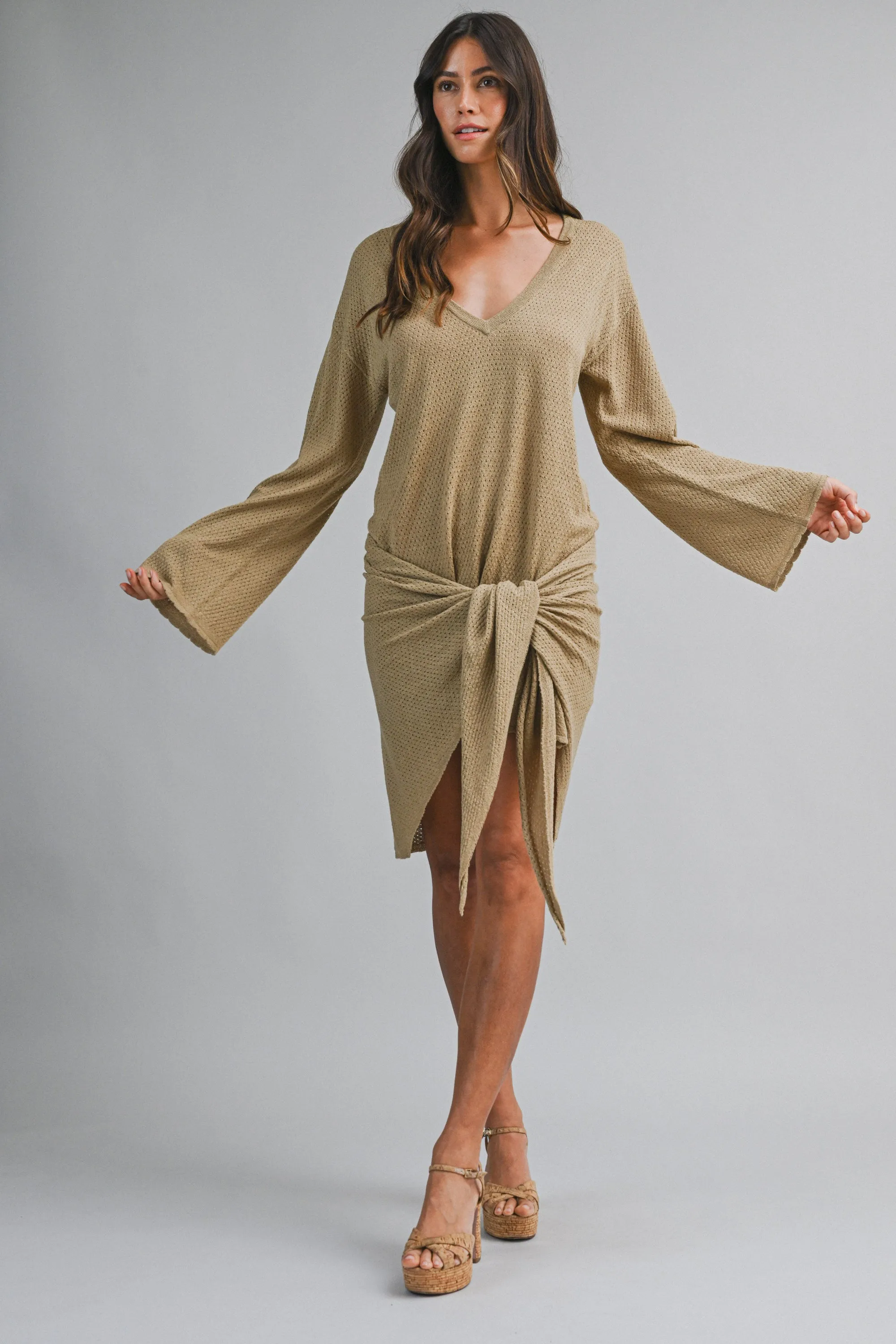 SYLVIA KNITTED PULL ON TIED DETAIL MINI DRESS sold by MABLE product image thumbnail 4