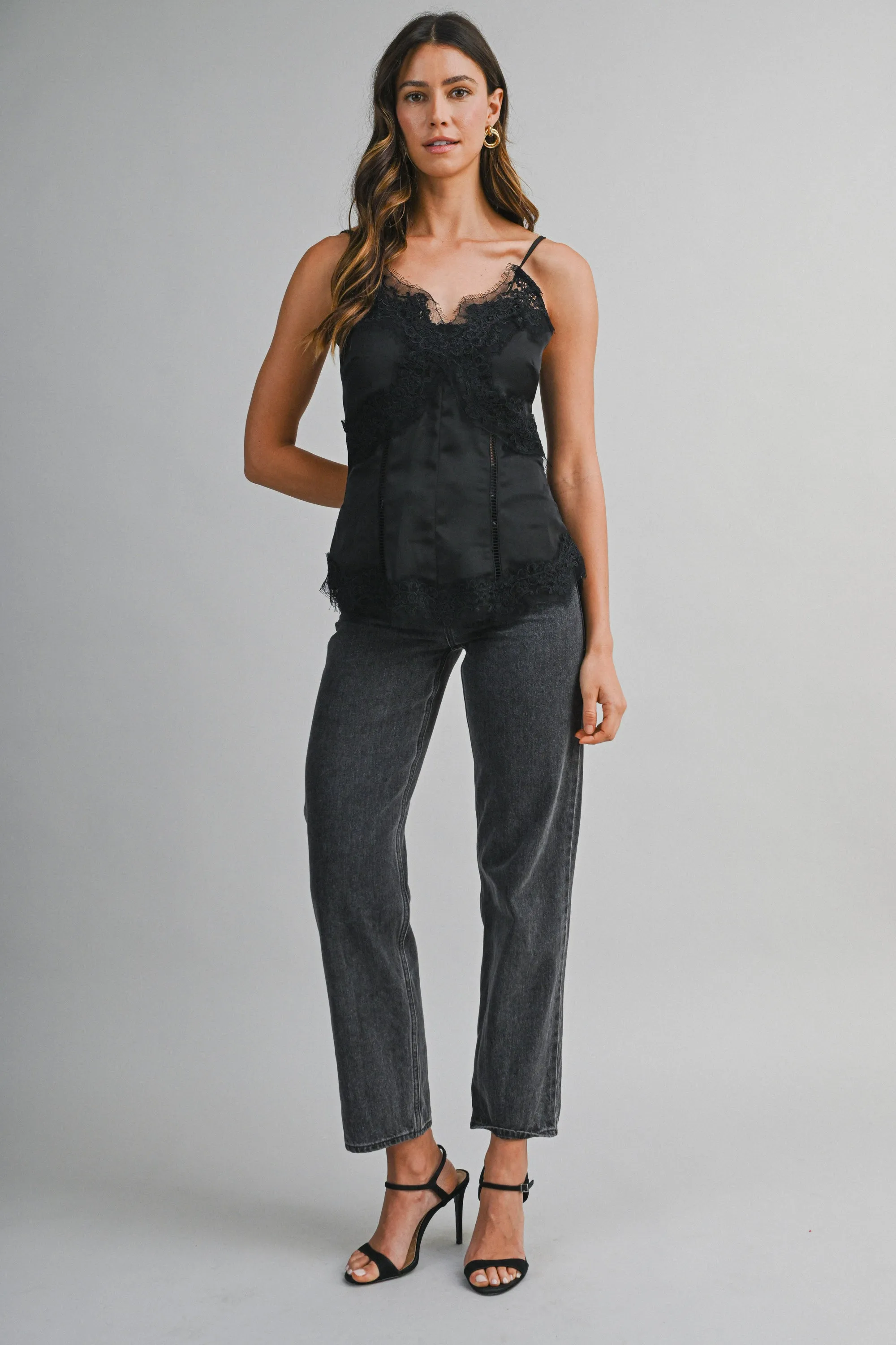 AILA LACE TRIM SATIN CAMISOLE sold by MABLE product image thumbnail 5