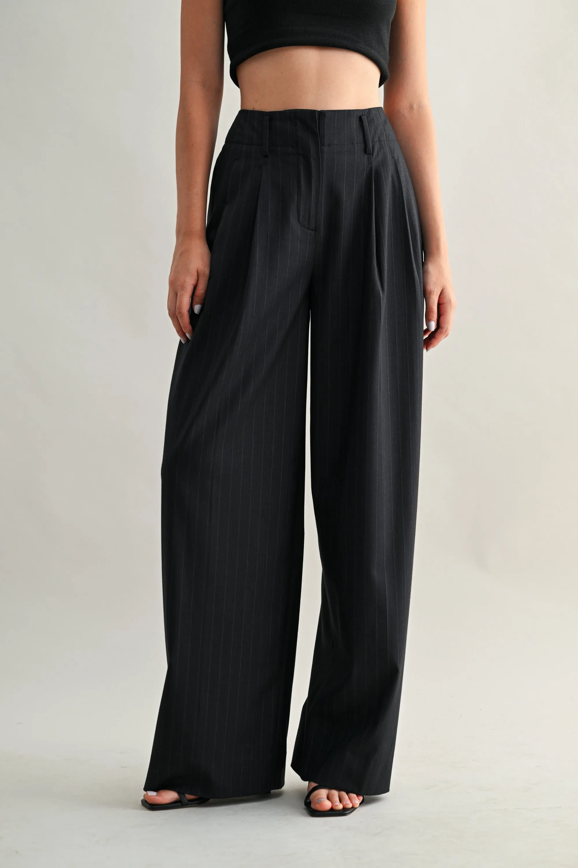 EMILIA MID-RISE PINTUCK STRAIGHT SUIT PANTS sold by MABLE product image thumbnail 3