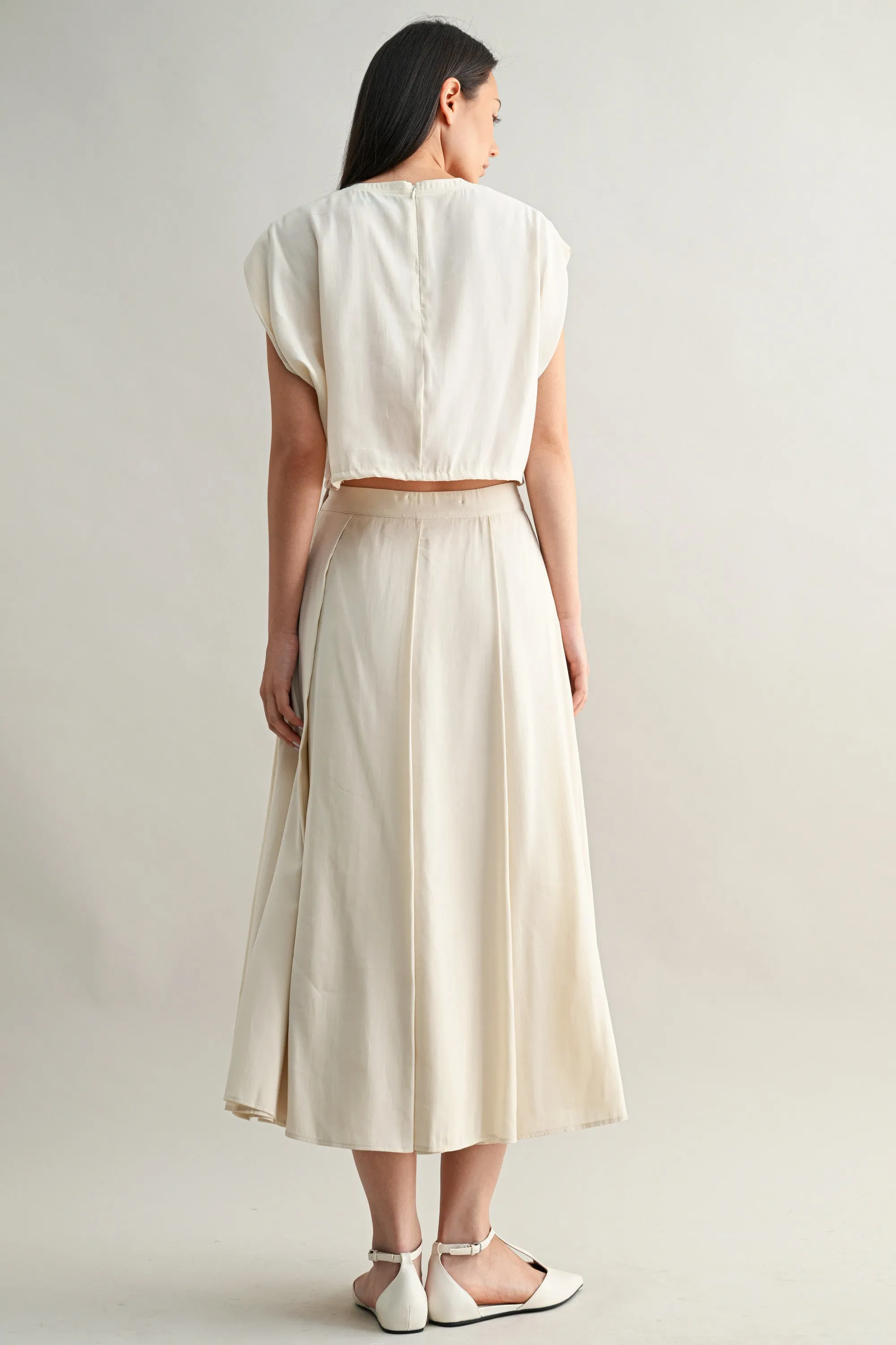 ANAIS PLEAT DETAIL CROP TOP AND MIDI SKIRT SET sold by MABLE product image thumbnail 3