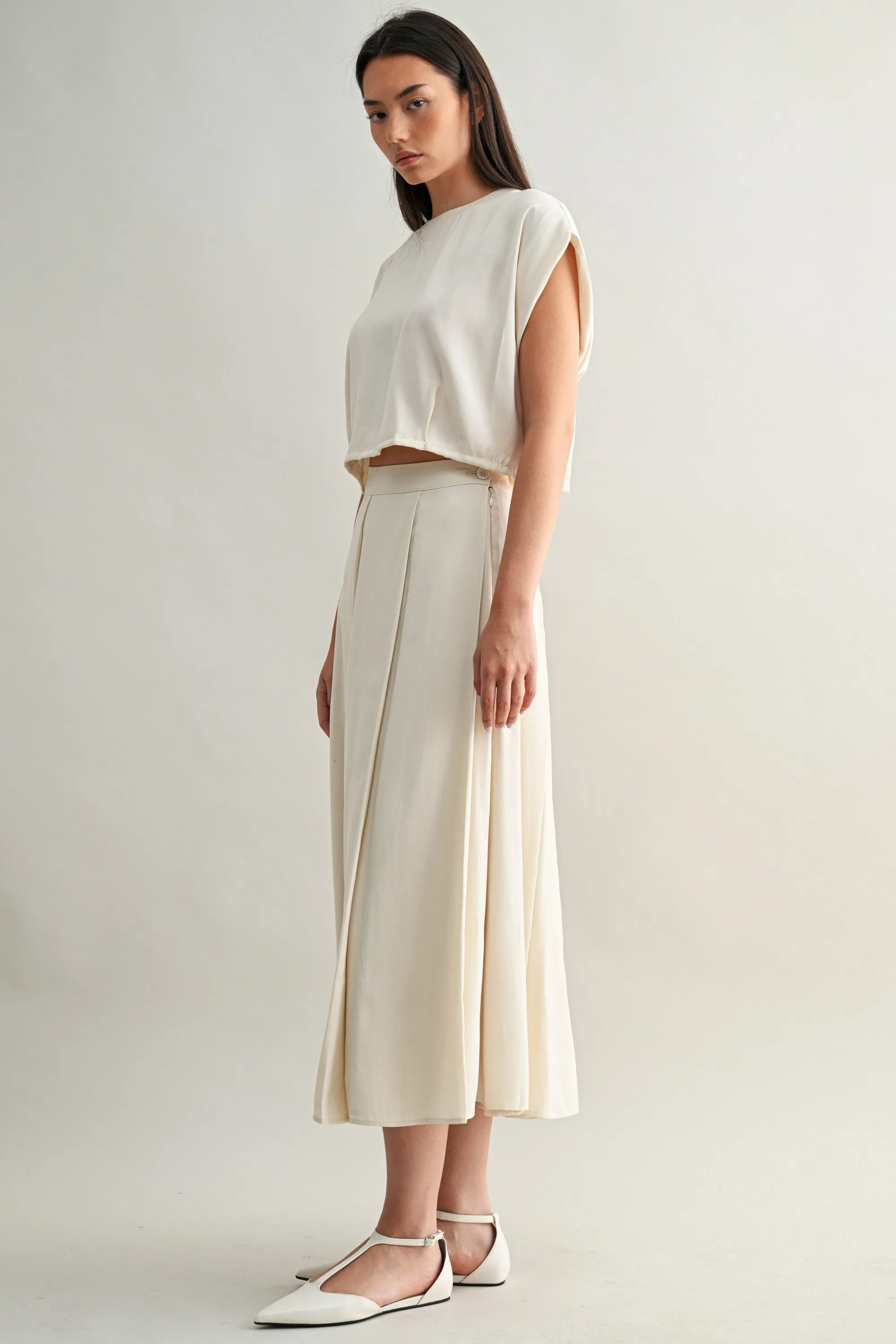 ANAIS PLEAT DETAIL CROP TOP AND MIDI SKIRT SET sold by MABLE product image thumbnail 2