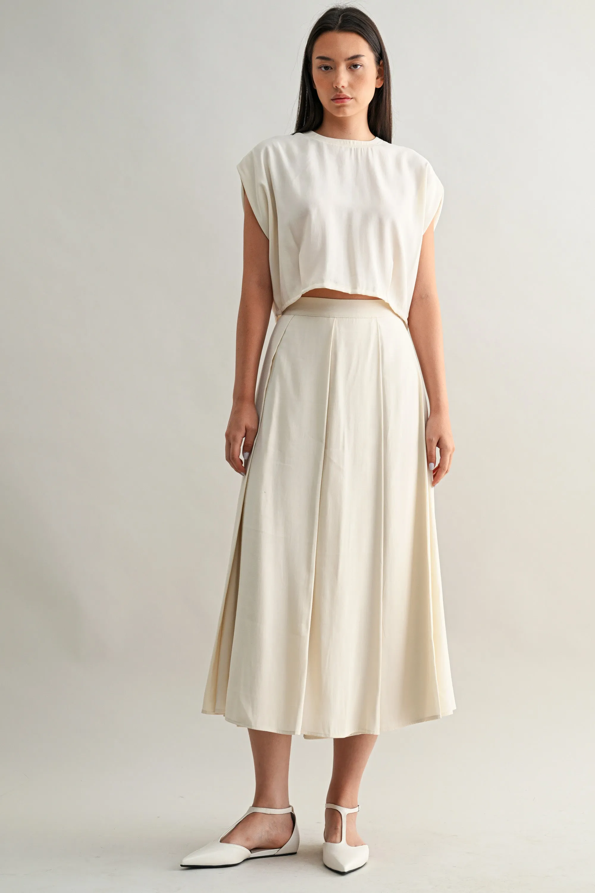 ANAIS PLEAT DETAIL CROP TOP AND MIDI SKIRT SET sold by MABLE product image thumbnail 5