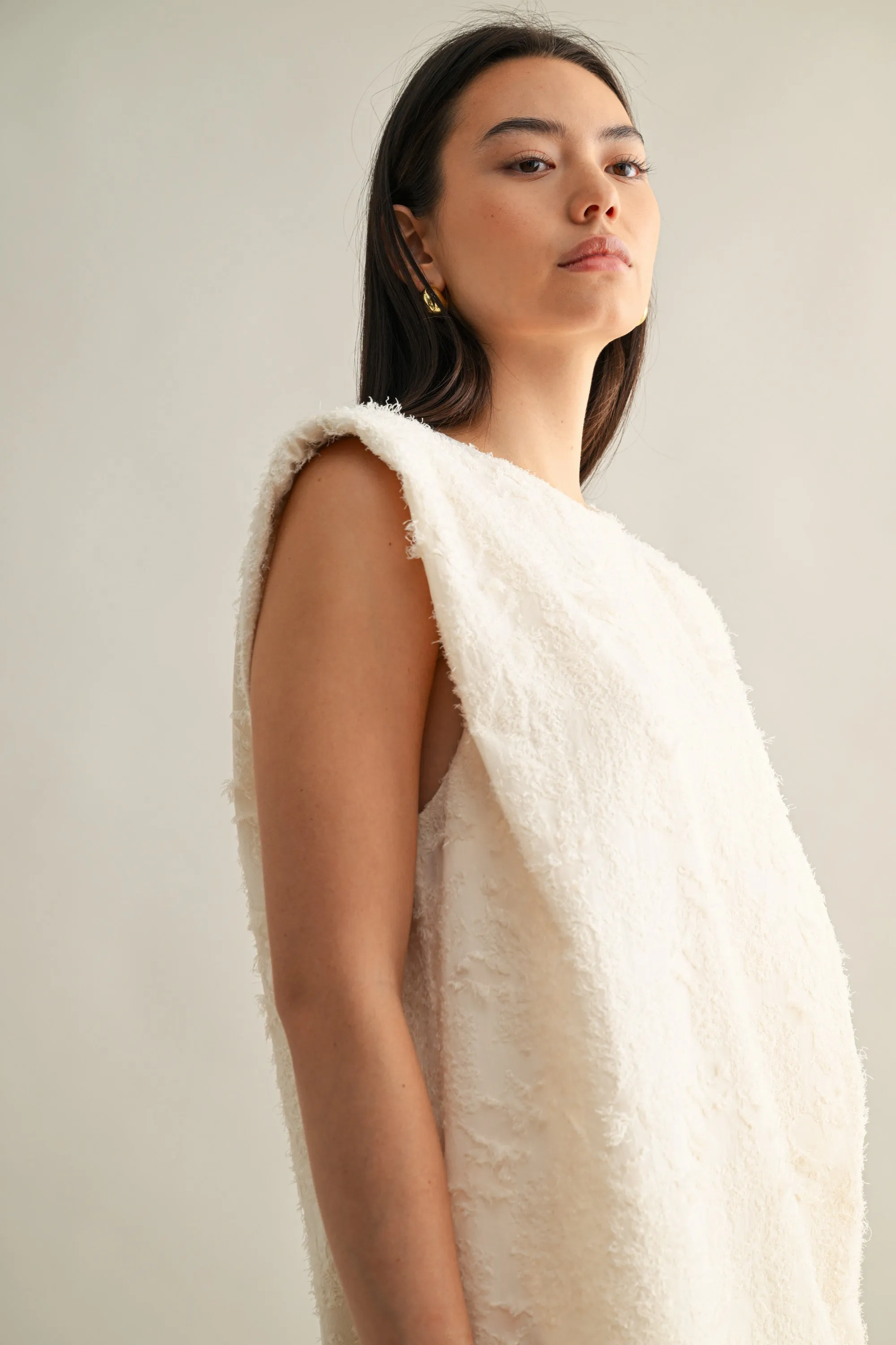 SLINKY SHOULDER PADDED FRINGE DRESS sold by MABLE product image thumbnail 4