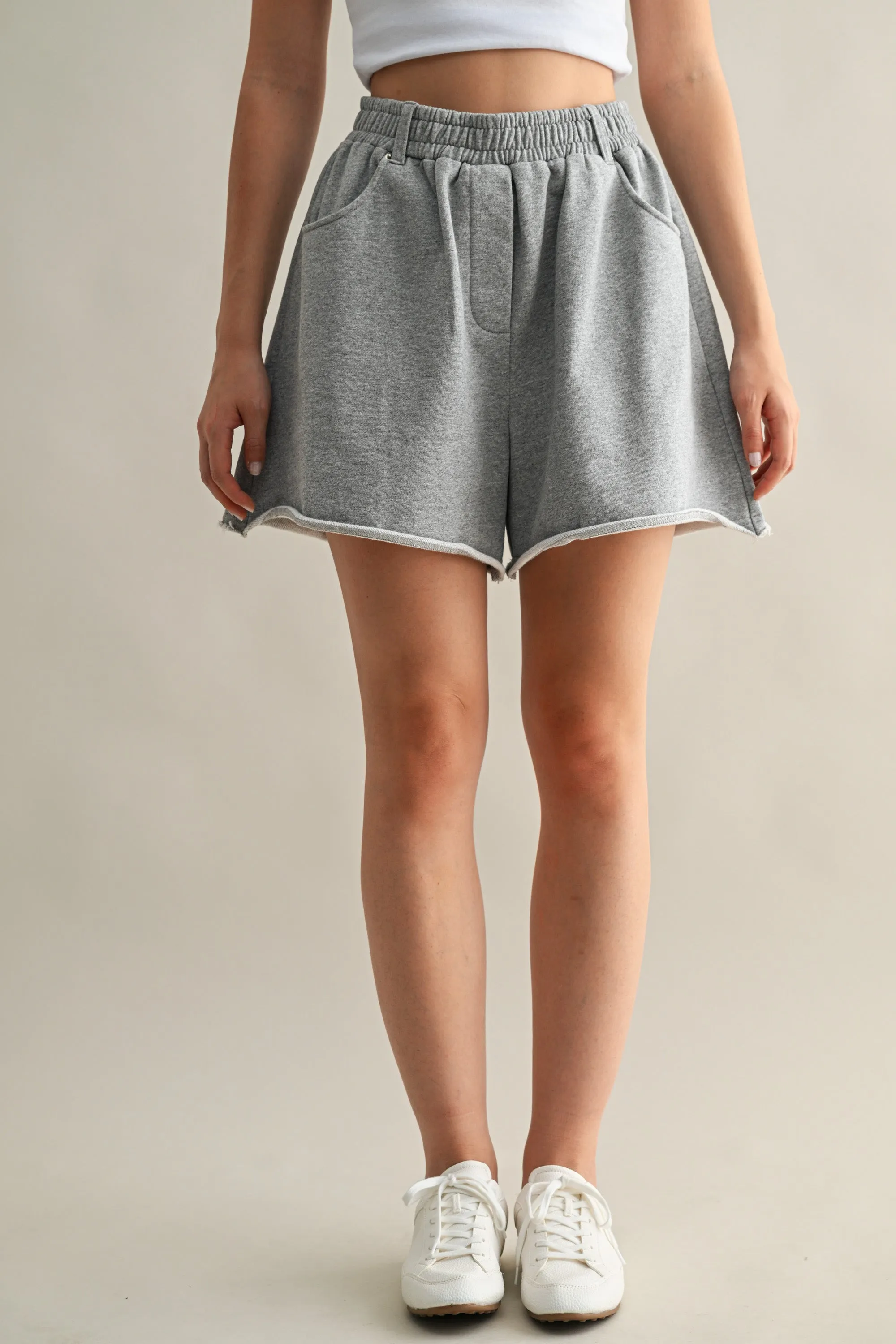 VIKI RELAXED COTTON FRAYED HEM SHORTS sold by MABLE