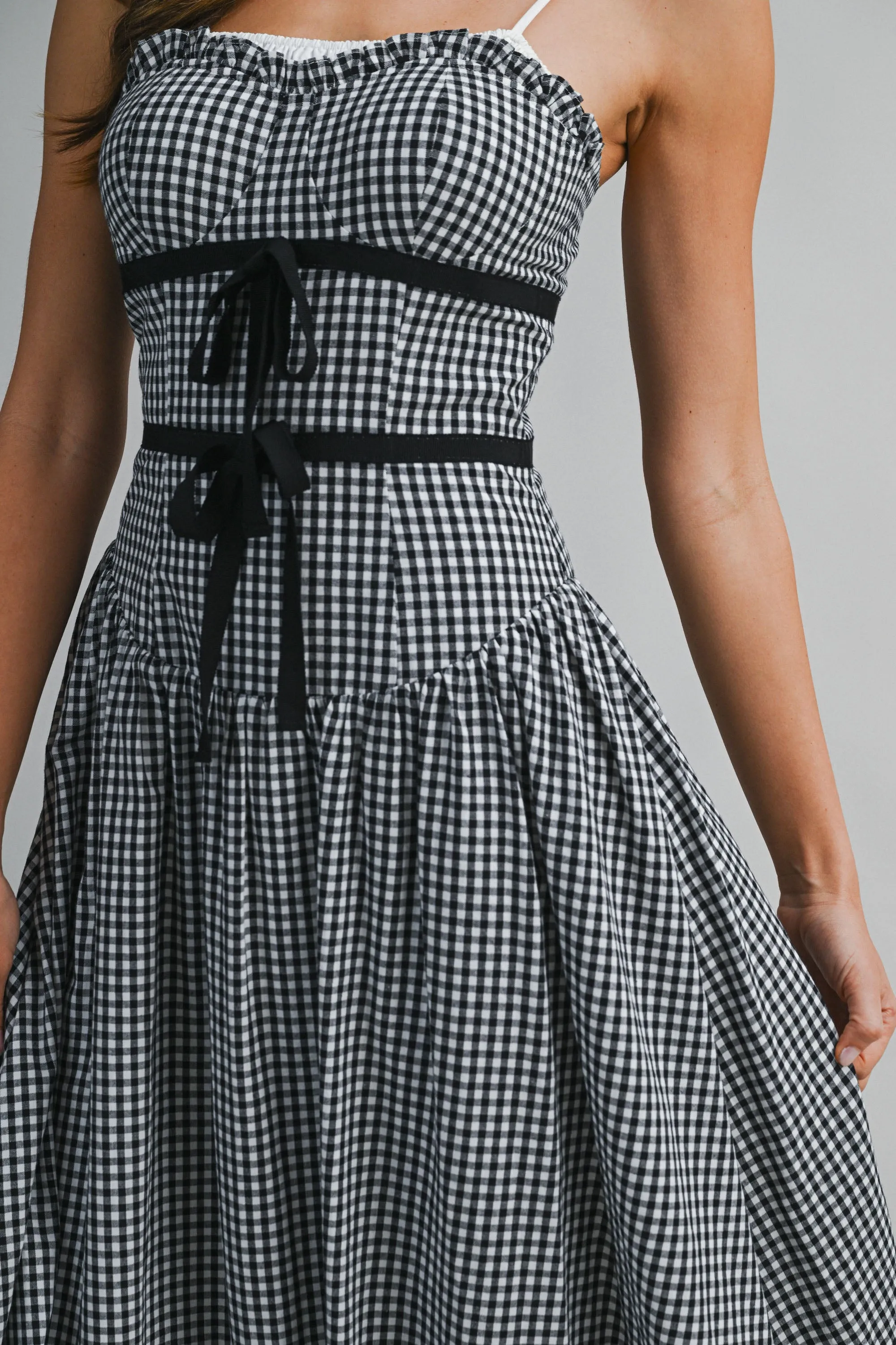 ZENDAYA GINGHAM BOW TIED MIDI DRESS sold by MABLE product image thumbnail 5