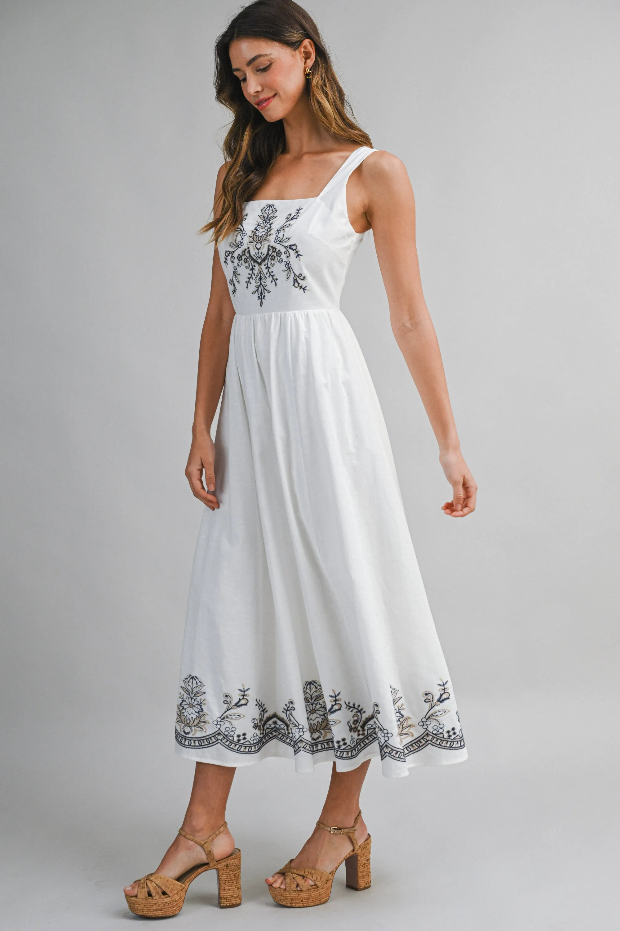 RAVEN EMBROIDERY SLEEVELESS MIDI DRESS sold by MABLE product image thumbnail 2