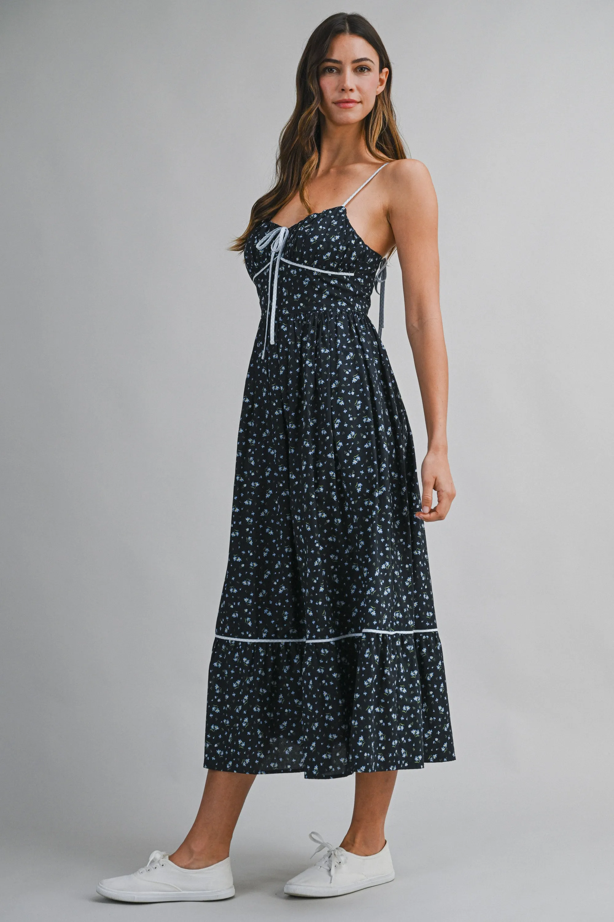 MIA FLORAL PRINTED GINGHAM CONTRAST MIDI DRESS sold by MABLE product image thumbnail 3