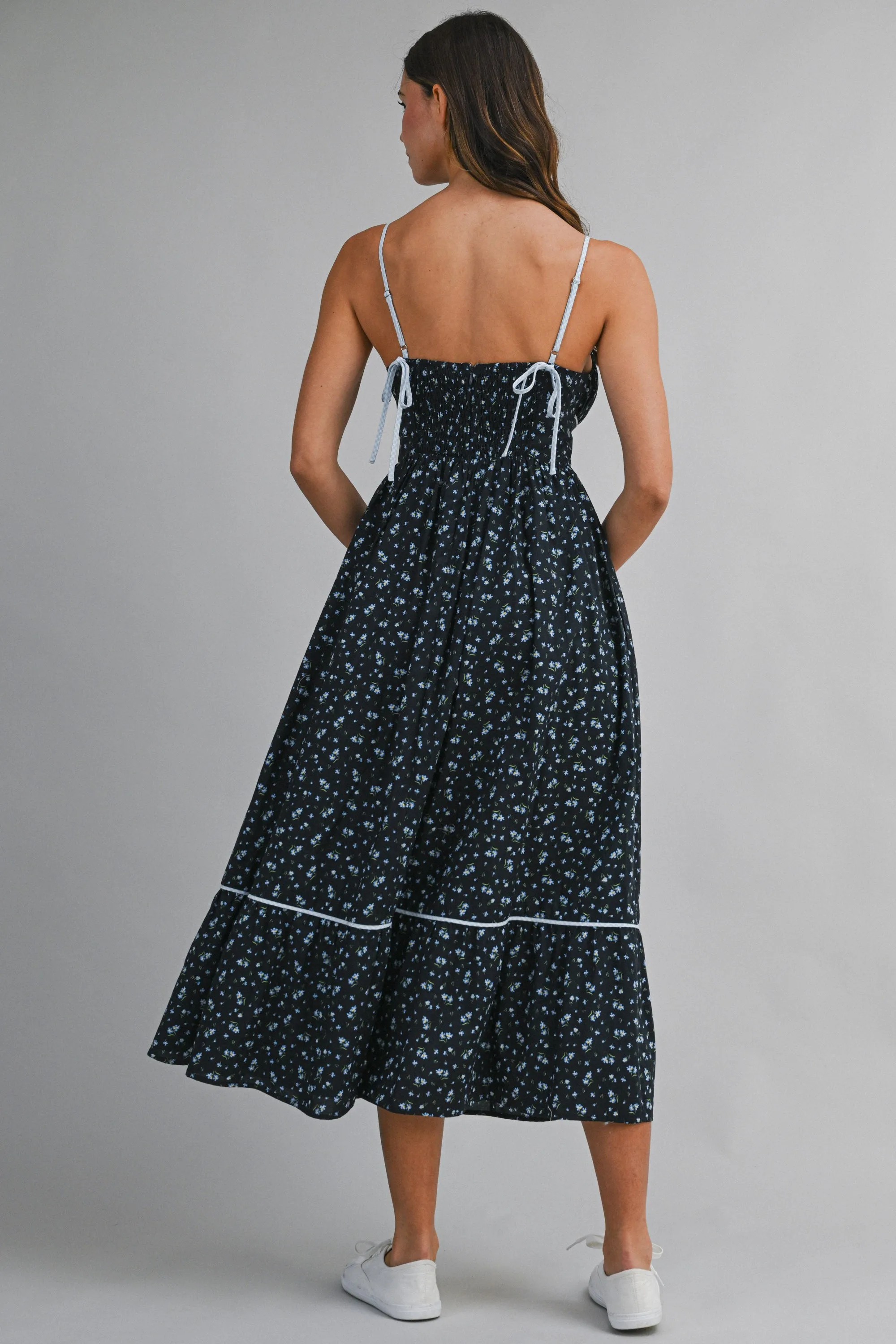 MIA FLORAL PRINTED GINGHAM CONTRAST MIDI DRESS sold by MABLE product image thumbnail 4