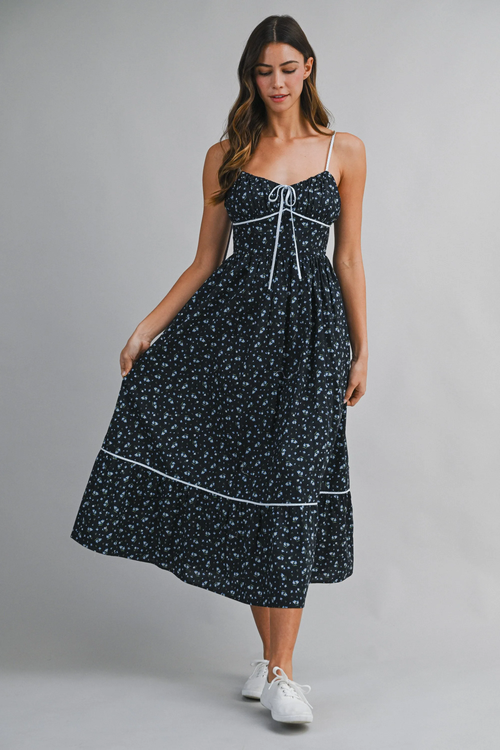 MIA FLORAL PRINTED GINGHAM CONTRAST MIDI DRESS sold by MABLE product image thumbnail 2