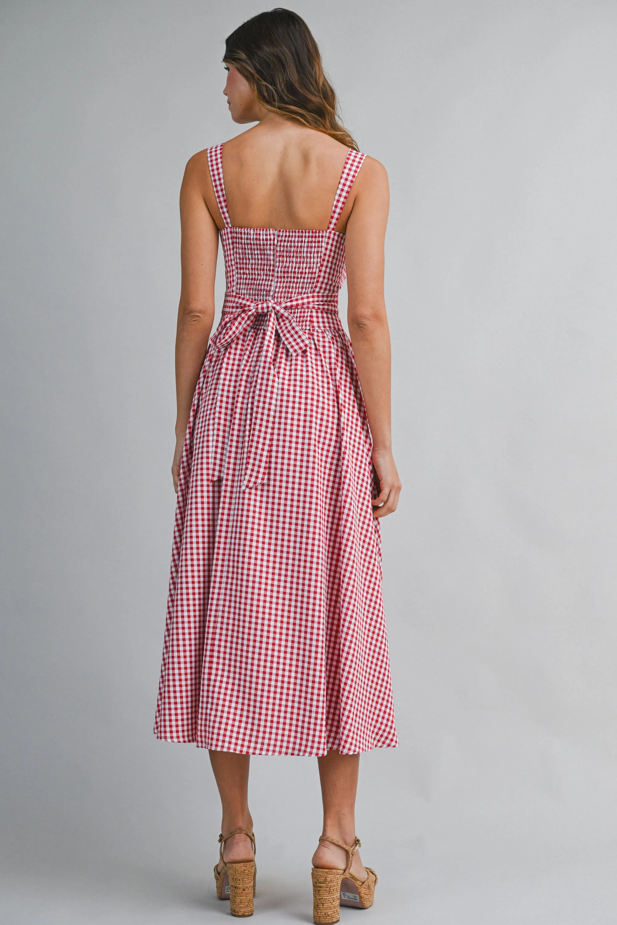 MIRACLE GINGHAM BUTTON FRONT MIDI DRESS sold by MABLE product image thumbnail 3