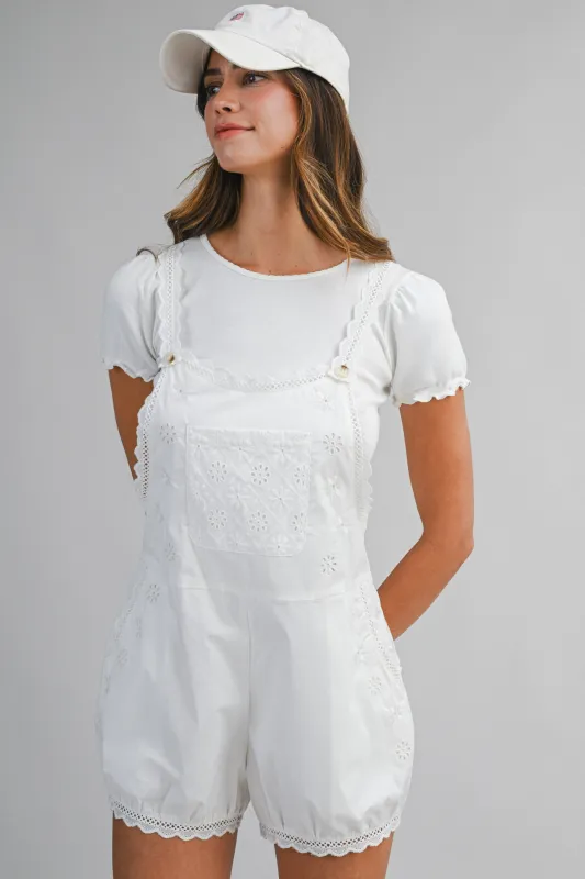 EWA EYELET ROMPER WITH TRIM DETAIL made by MABLE