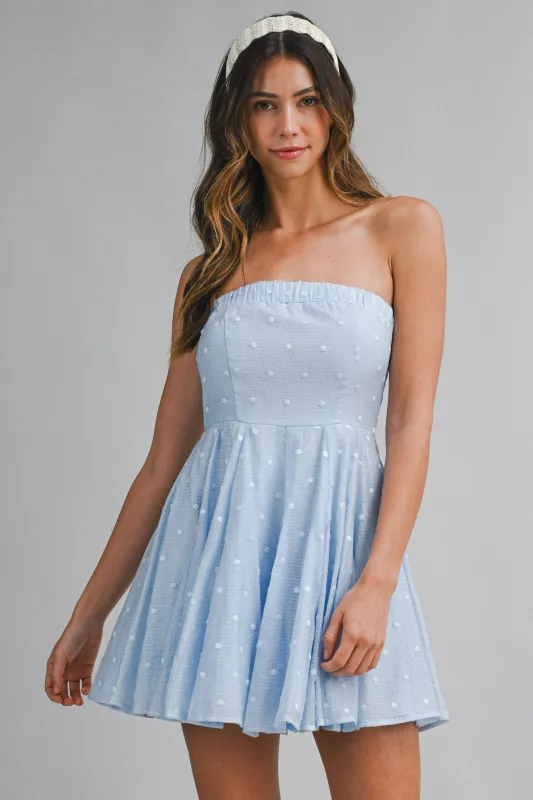 YUI TEXTURED DOT TUBE MINI DRESS made by MABLE