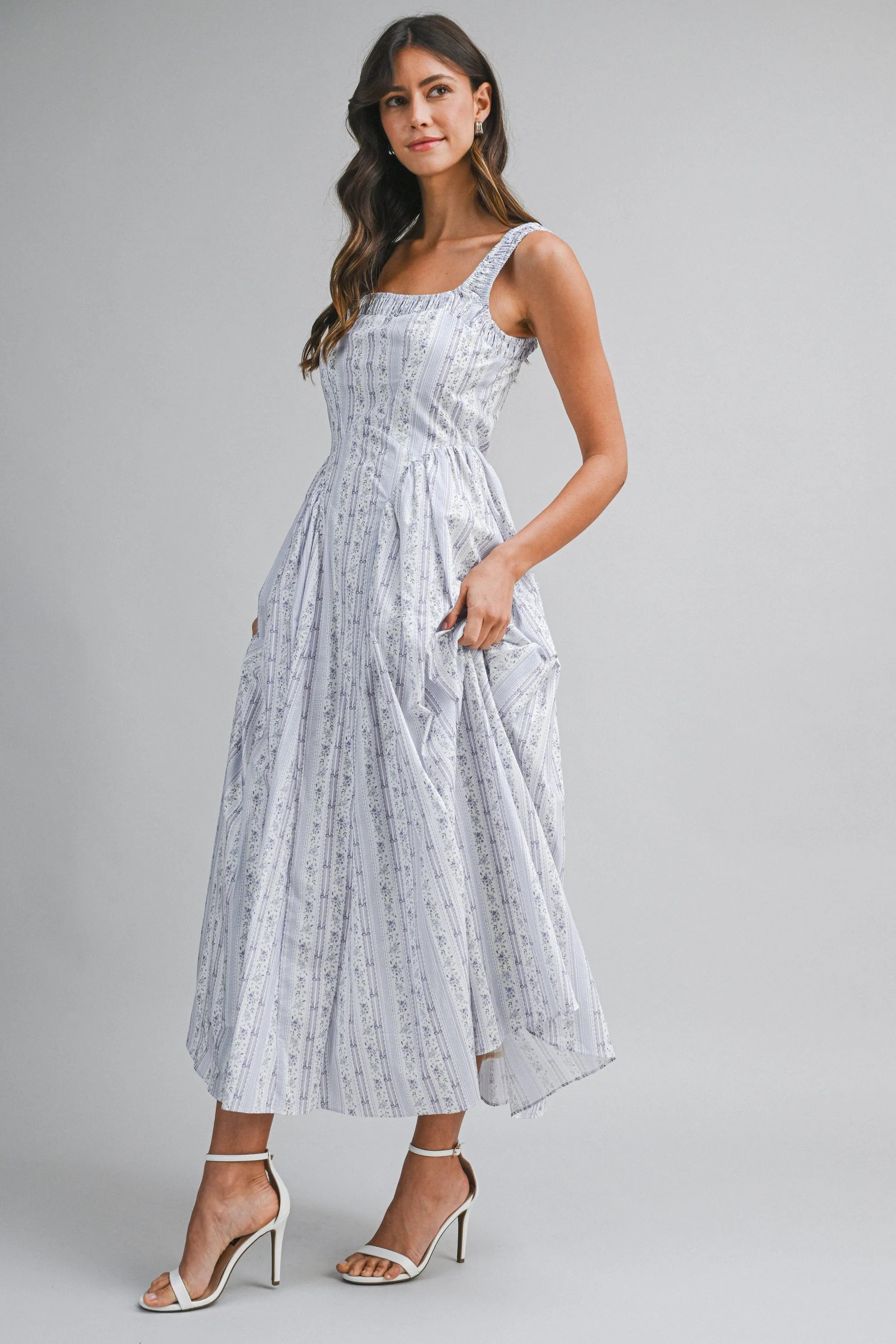 KRISTEN WALL PAPER FLORAL PRINTED MIDI DRESS sold by MABLE product image thumbnail 3
