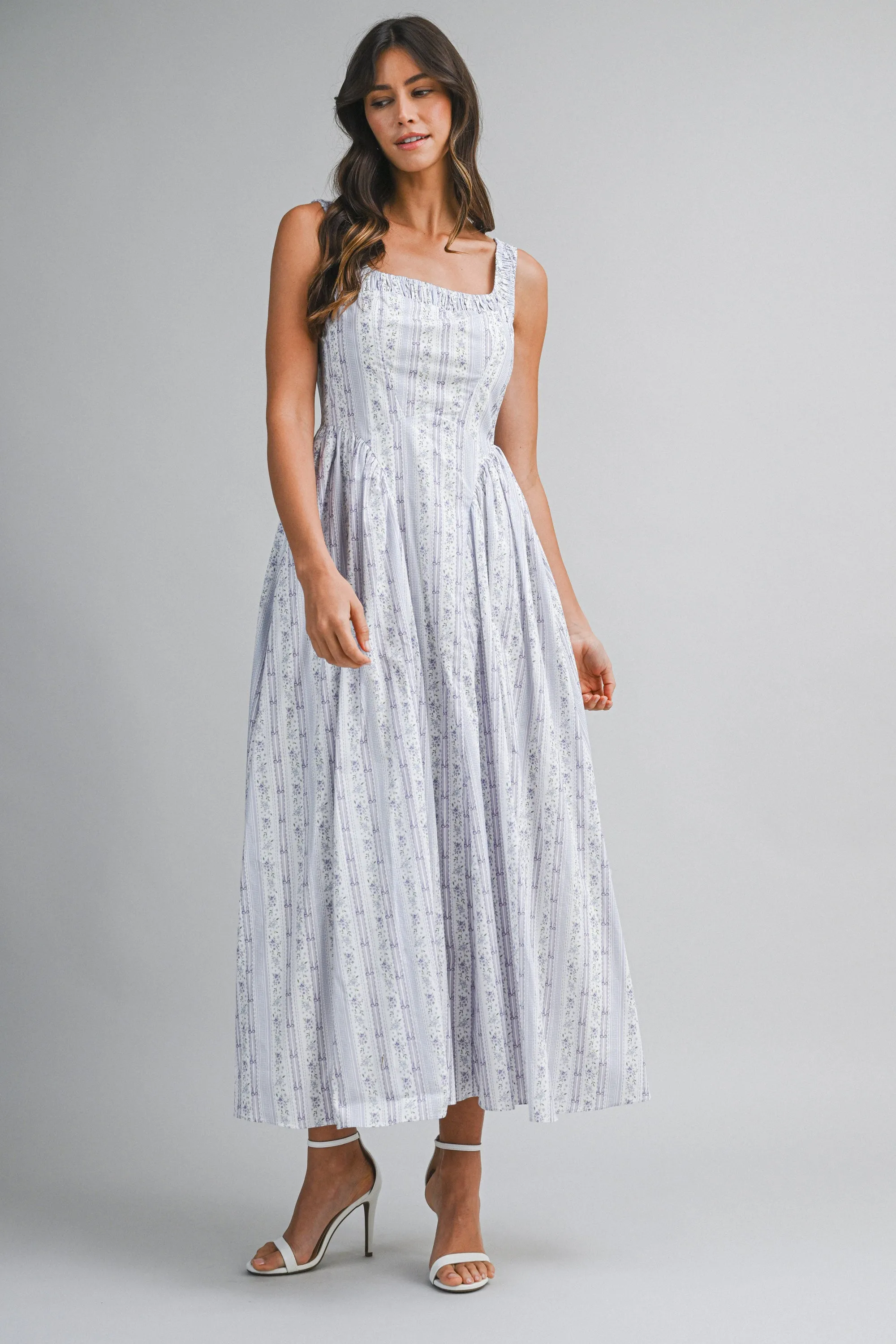 KRISTEN WALL PAPER FLORAL PRINTED MIDI DRESS sold by MABLE product image thumbnail 4
