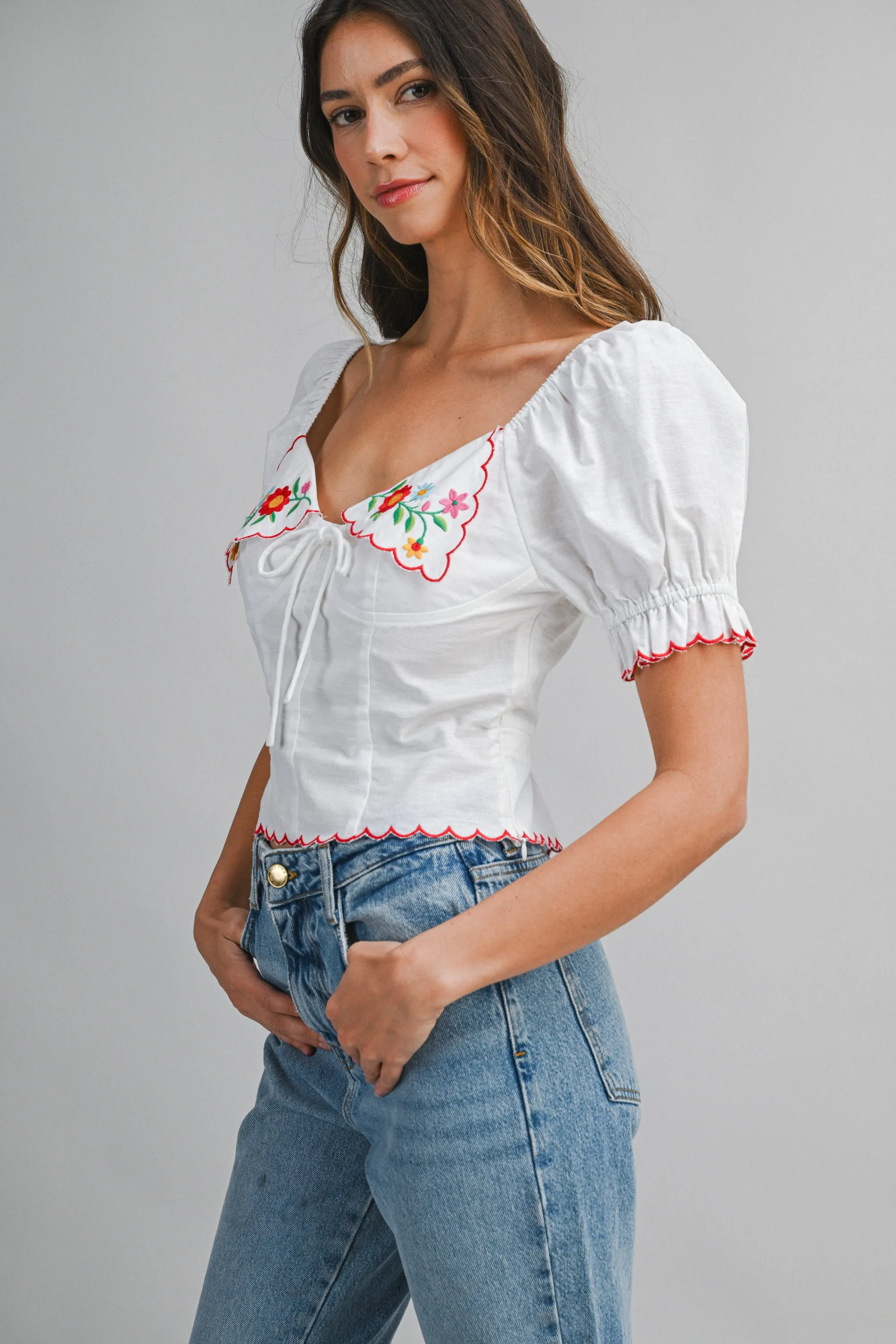 SOL EMBROIDERY SHORT SLEEVE TOP sold by MABLE product image thumbnail 2