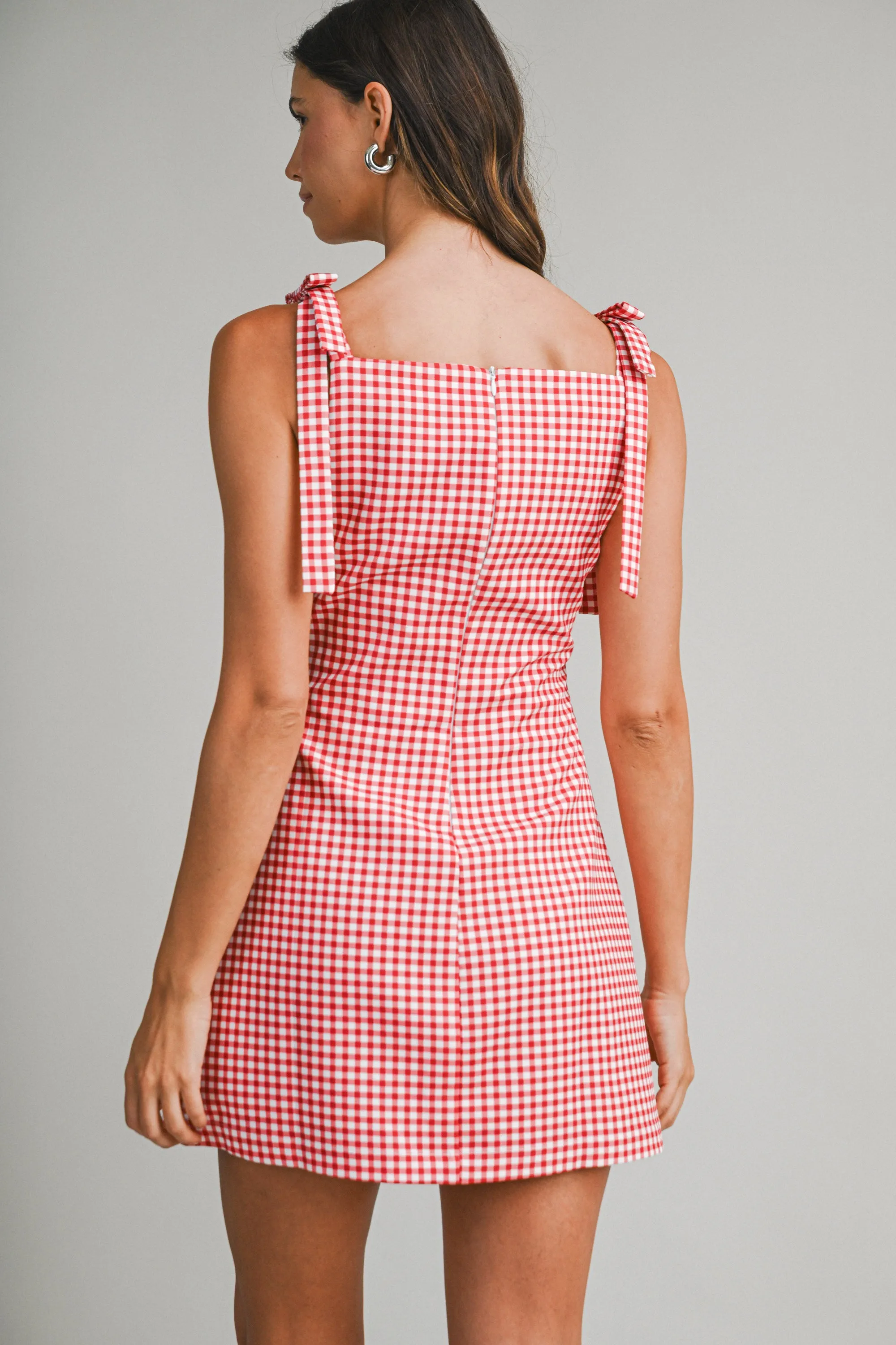 CECILIA GINGHAM MINI DRESS WITH BOW DETAIL sold by MABLE product image thumbnail 3