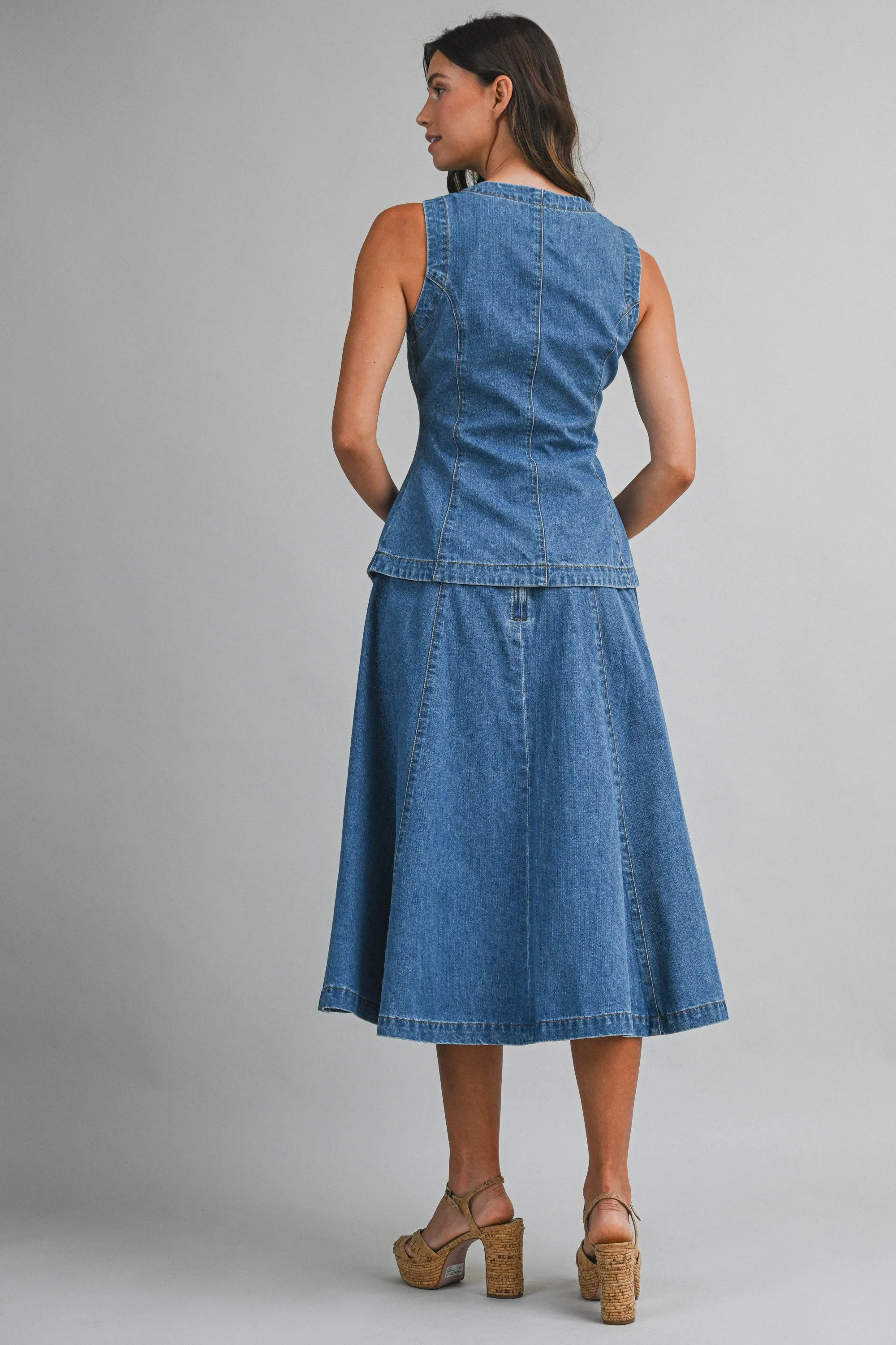 MADALYN DENIM VEST AND MIDI SKIRT sold by MABLE product image thumbnail 3