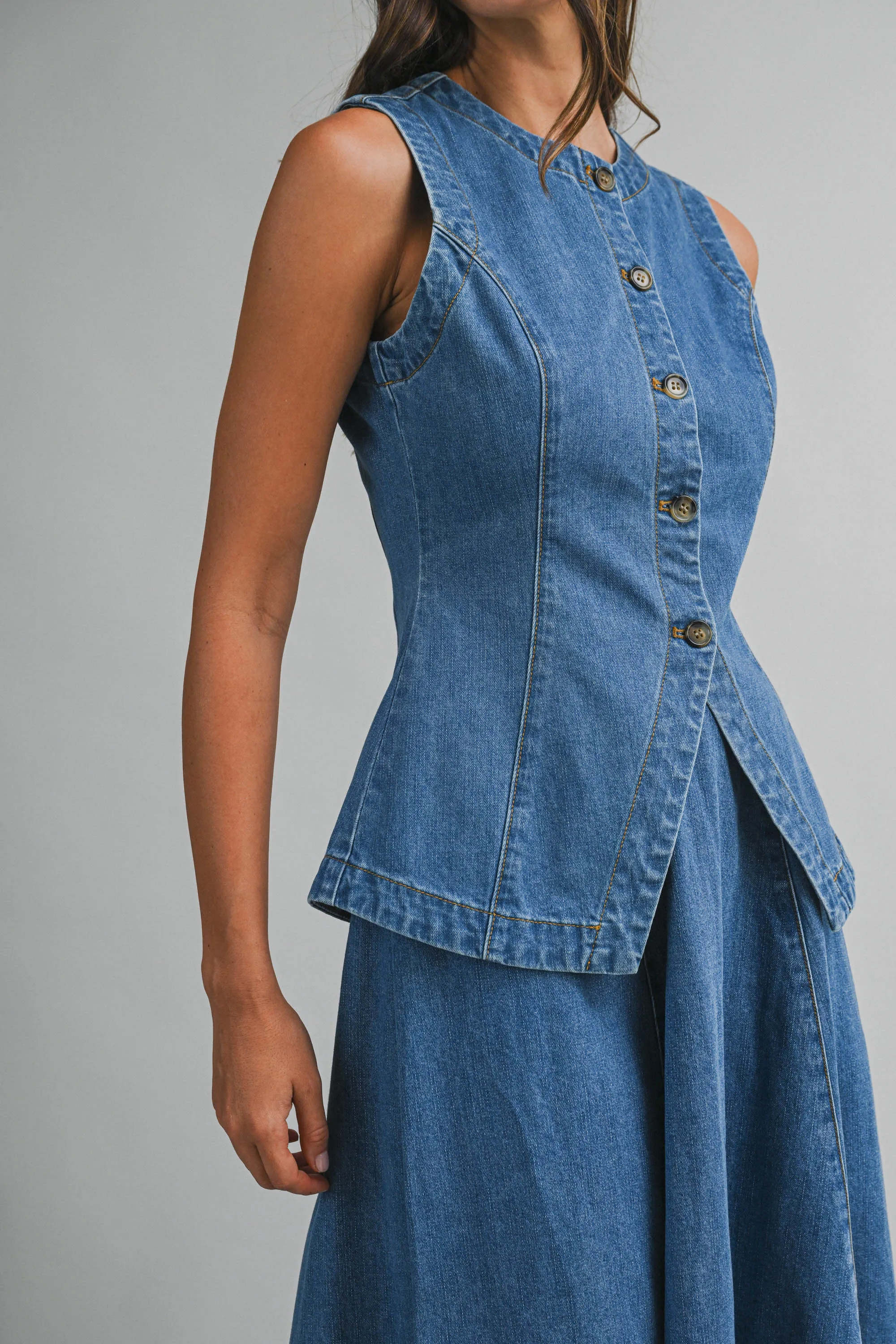MADALYN DENIM VEST AND MIDI SKIRT sold by MABLE product image thumbnail 5