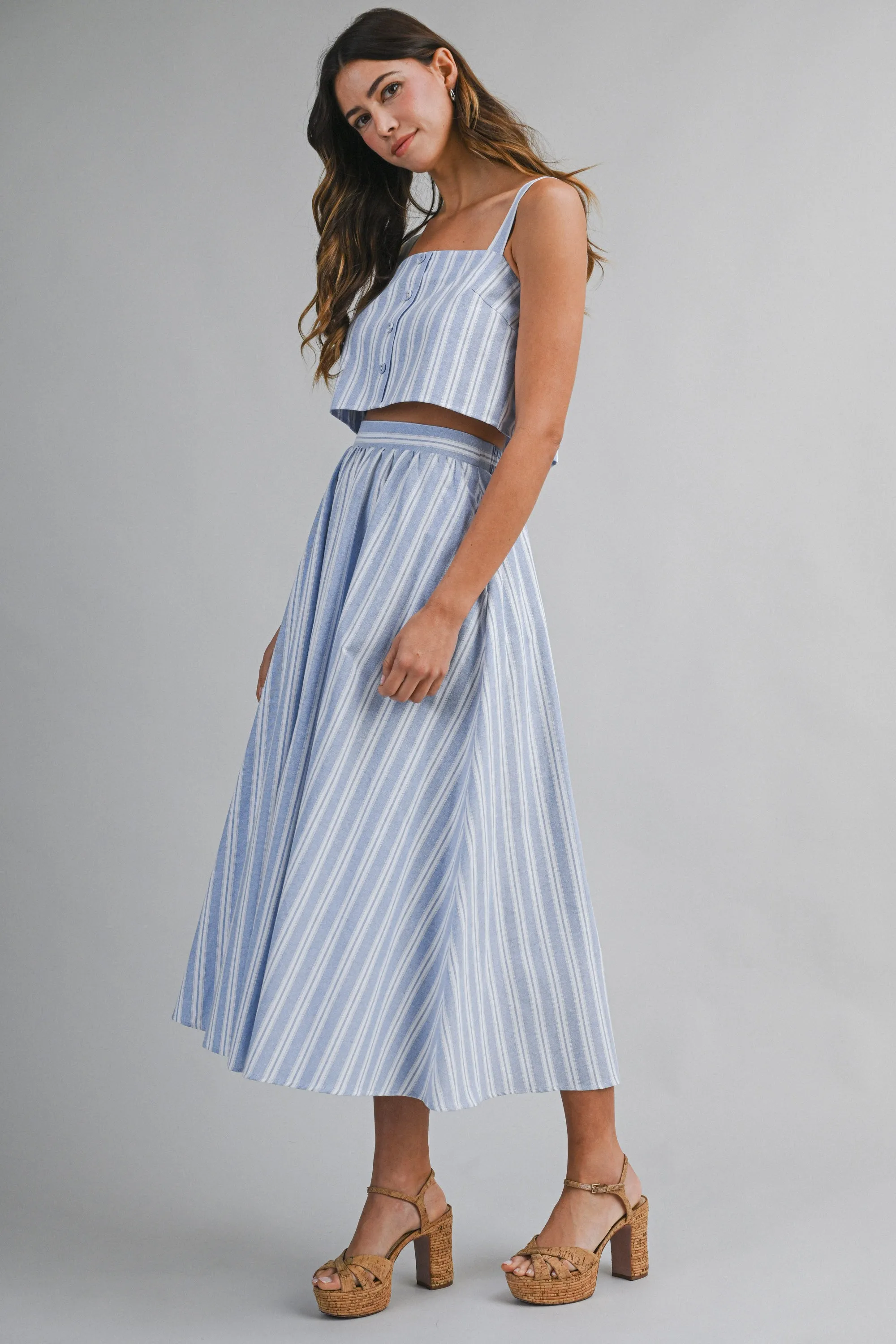 AMELIE STRIPE STRAP SHOULDER TOP AND SKIRT SET sold by MABLE product image thumbnail 2