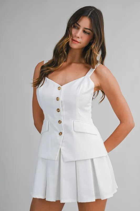 KIMBERLY FRONT BUTTON CLOSURE SUIT ROMPER made by MABLE