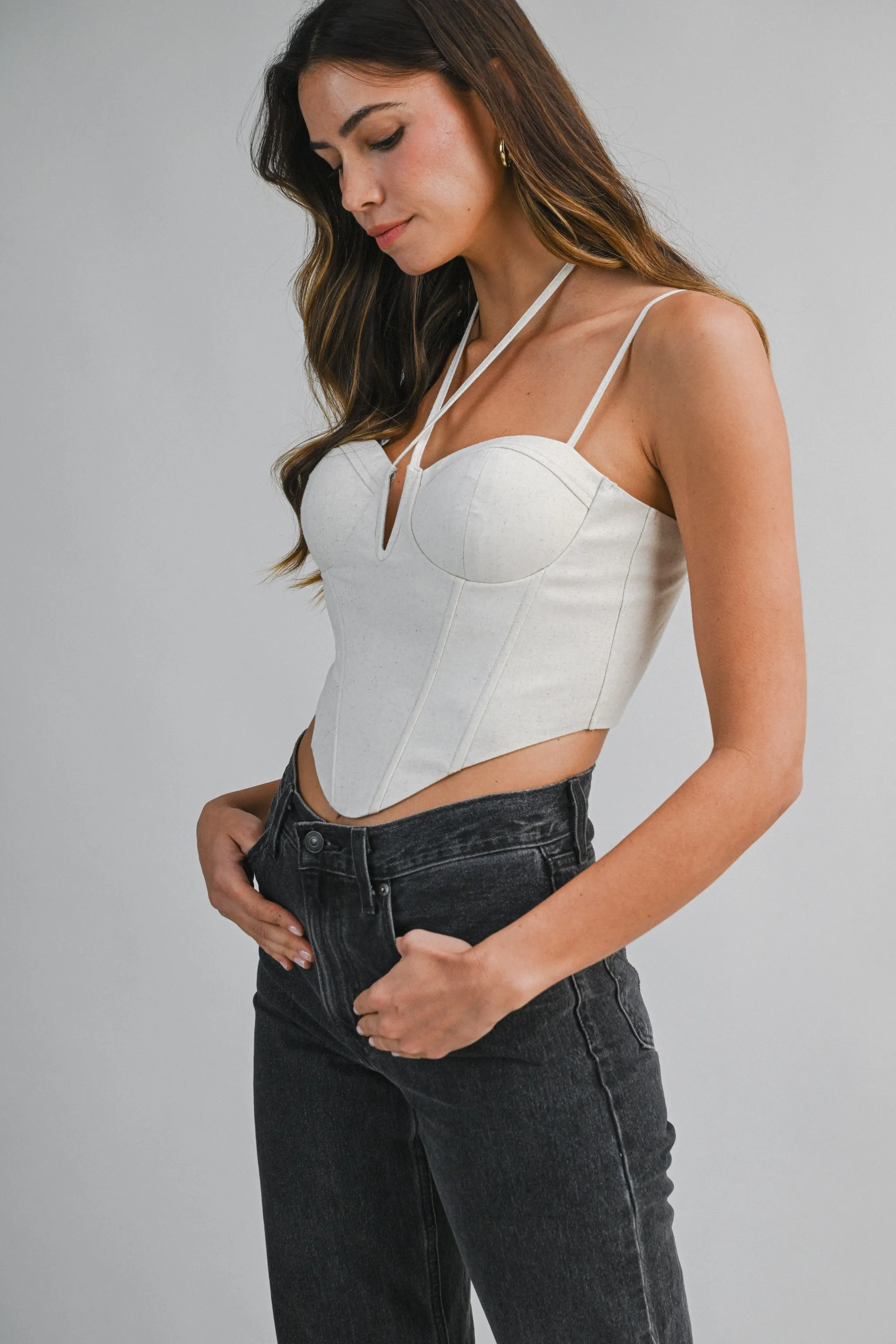 AVA LINEN BUSTIER CORSET TOP sold by MABLE product image thumbnail 3
