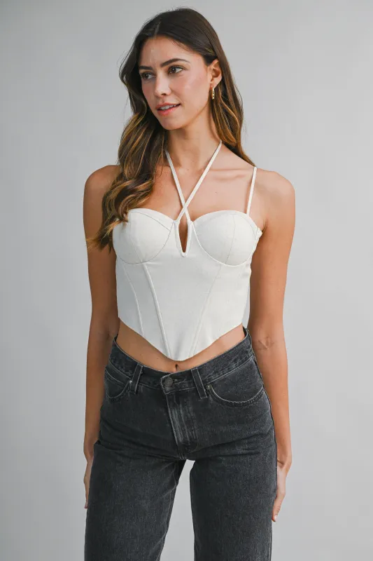 AVA LINEN BUSTIER CORSET TOP made by MABLE