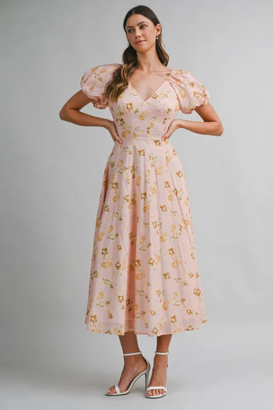 AVENE FLORAL PRINTED MIDI DRESS made by MABLE