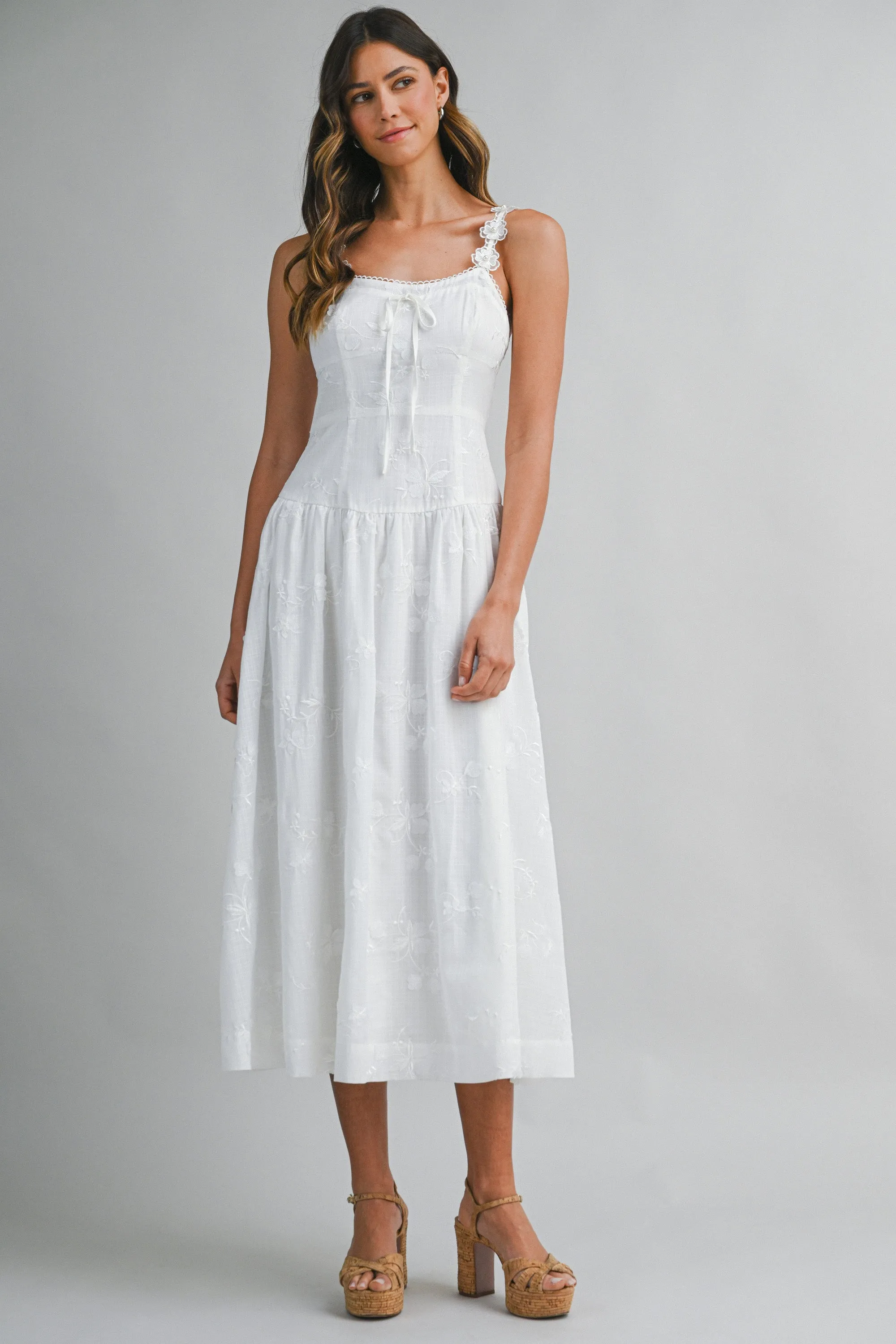 ZORALEE FLORAL EMBROIDERED MIDI DRESS sold by MABLE