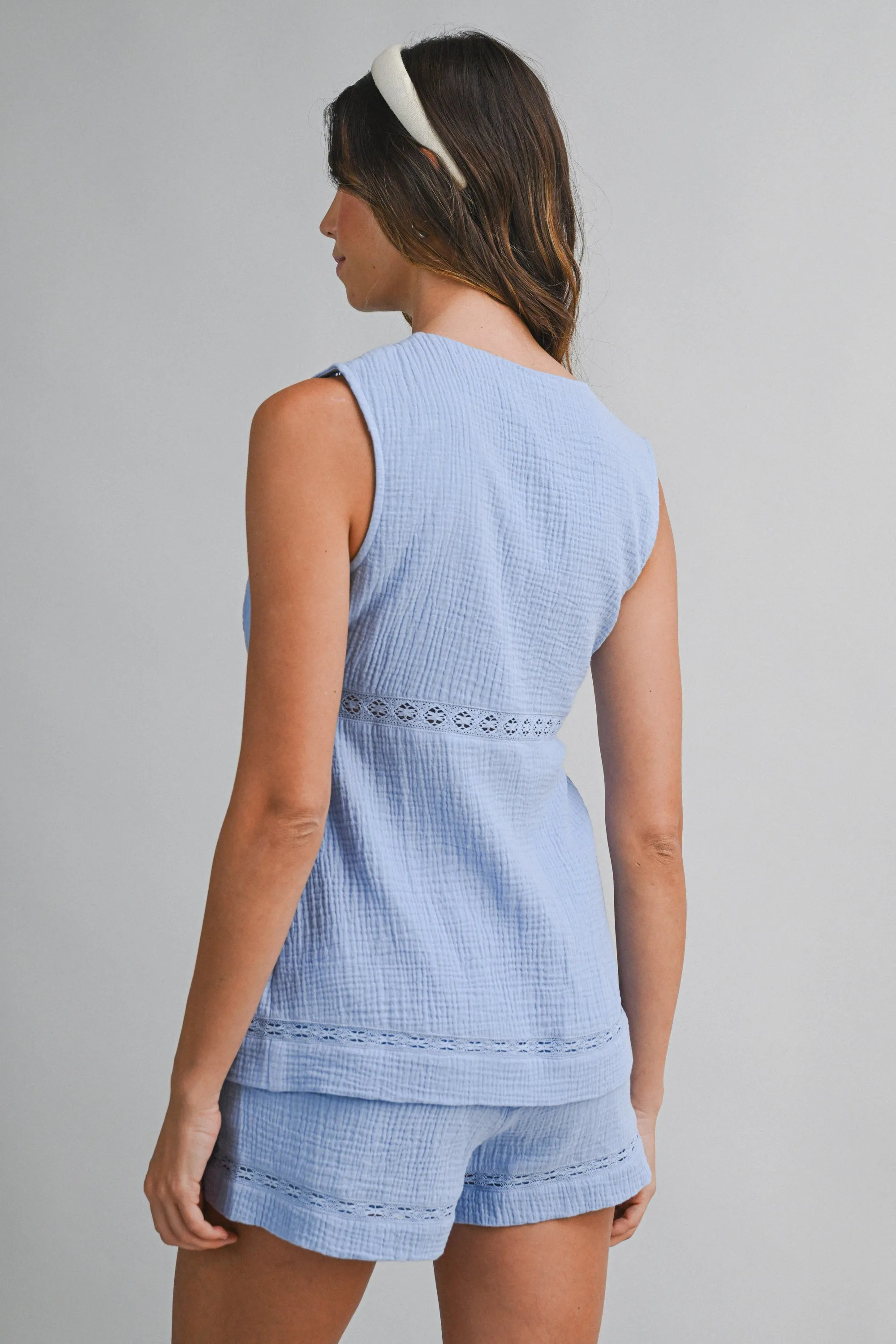 CAMBRIE GAUZE TRIM TOP AND SHORTS SET sold by MABLE product image thumbnail 4