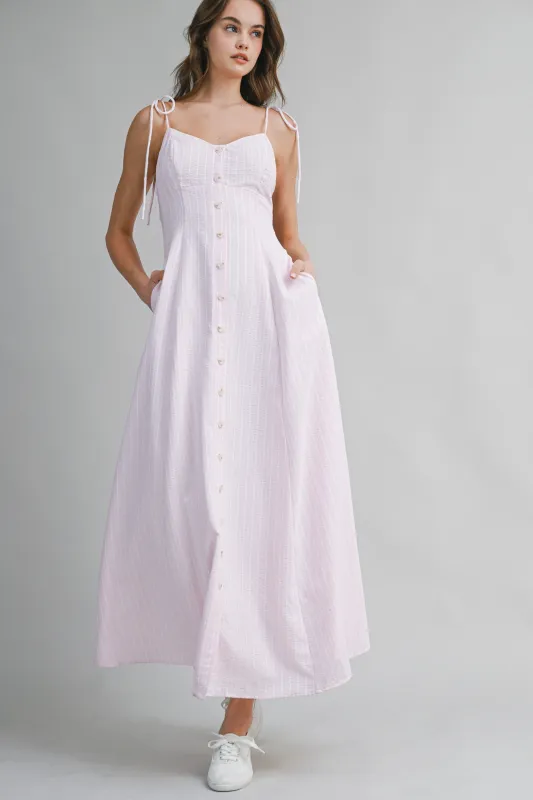 EMBREE STRIPED COTTON MAXI DRESS made by MABLE