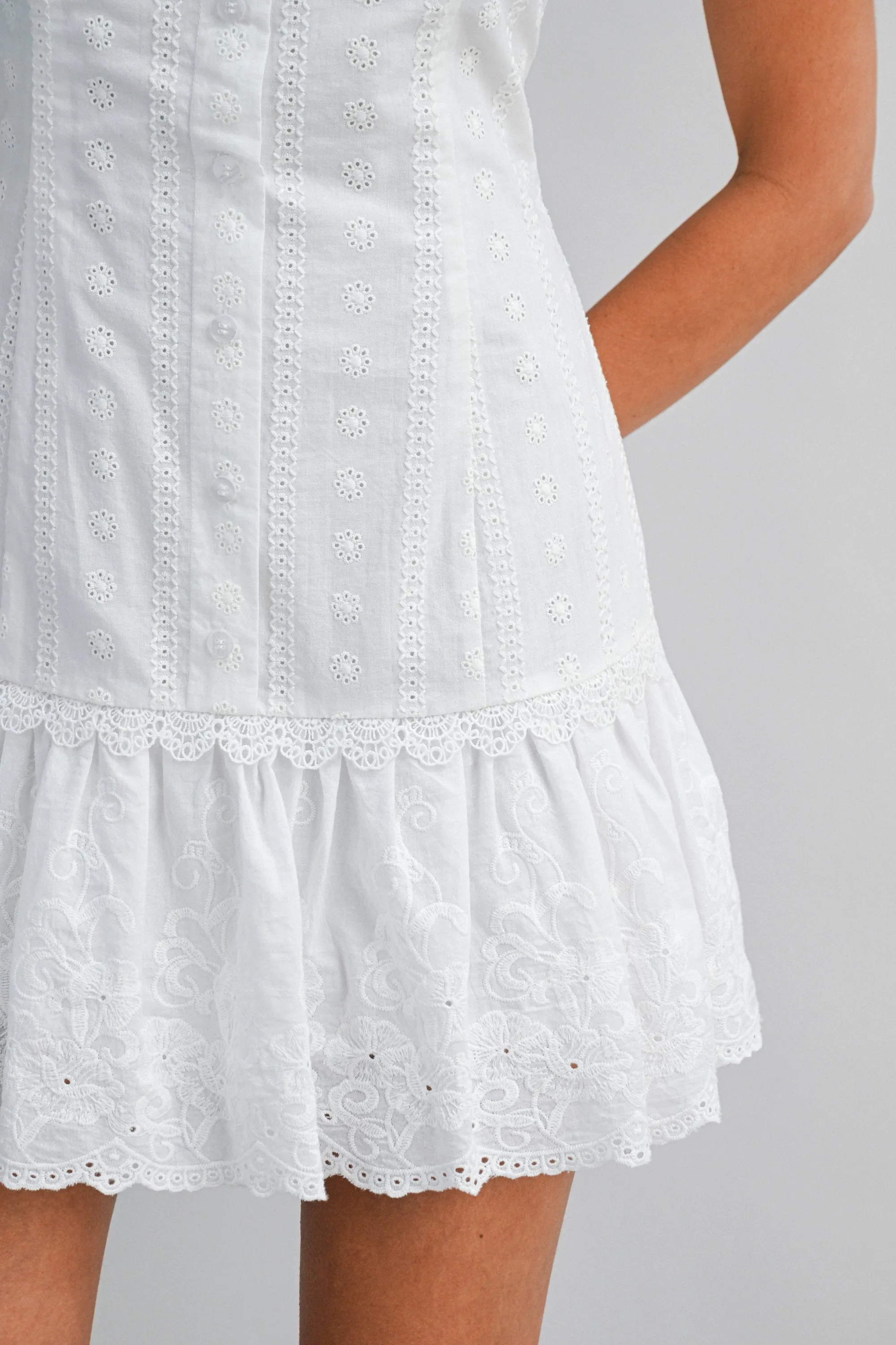 TIARA EYELET BACK TIE MINI DRESS sold by MABLE product image thumbnail 5