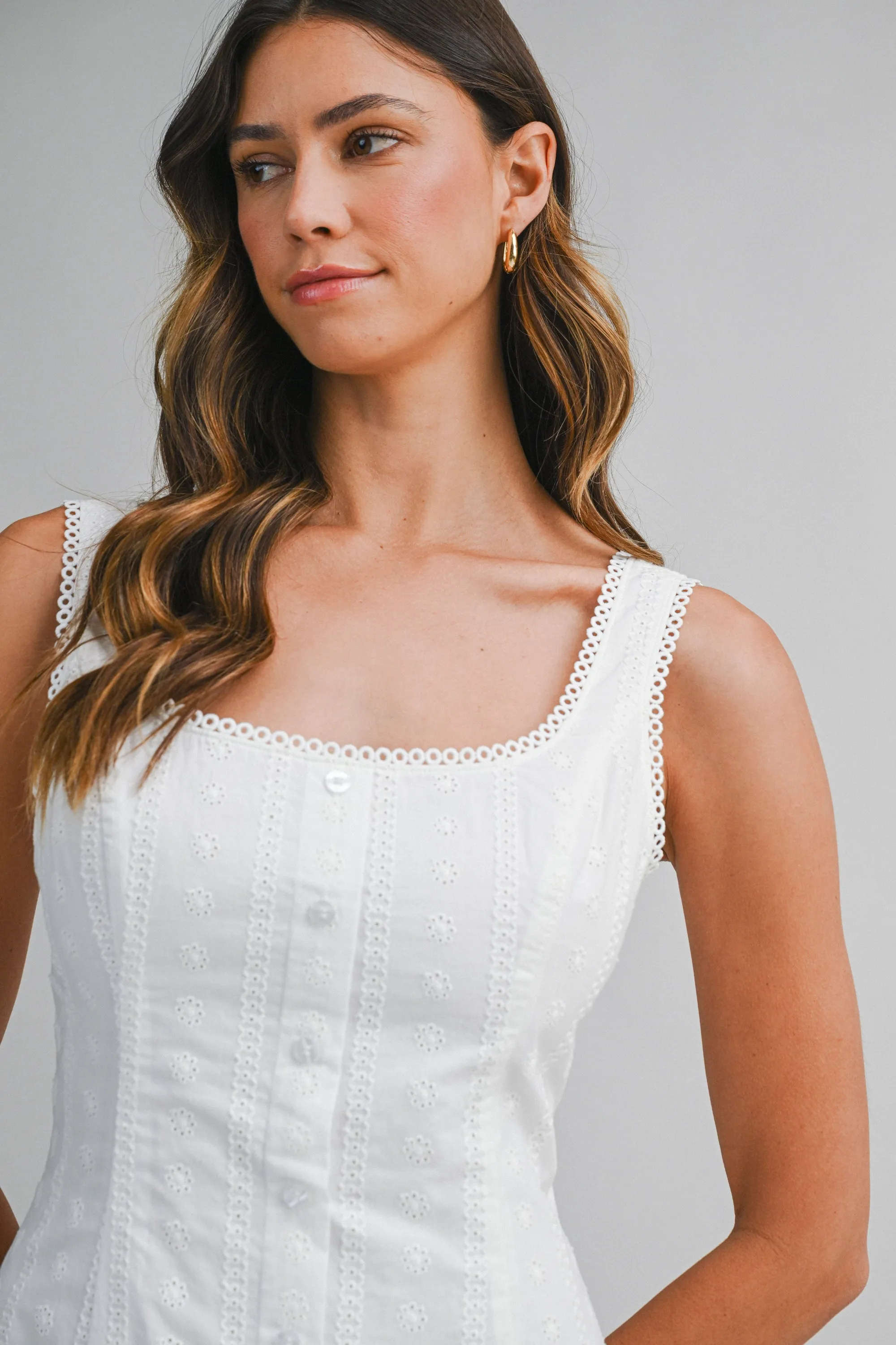 TIARA EYELET BACK TIE MINI DRESS sold by MABLE product image thumbnail 4