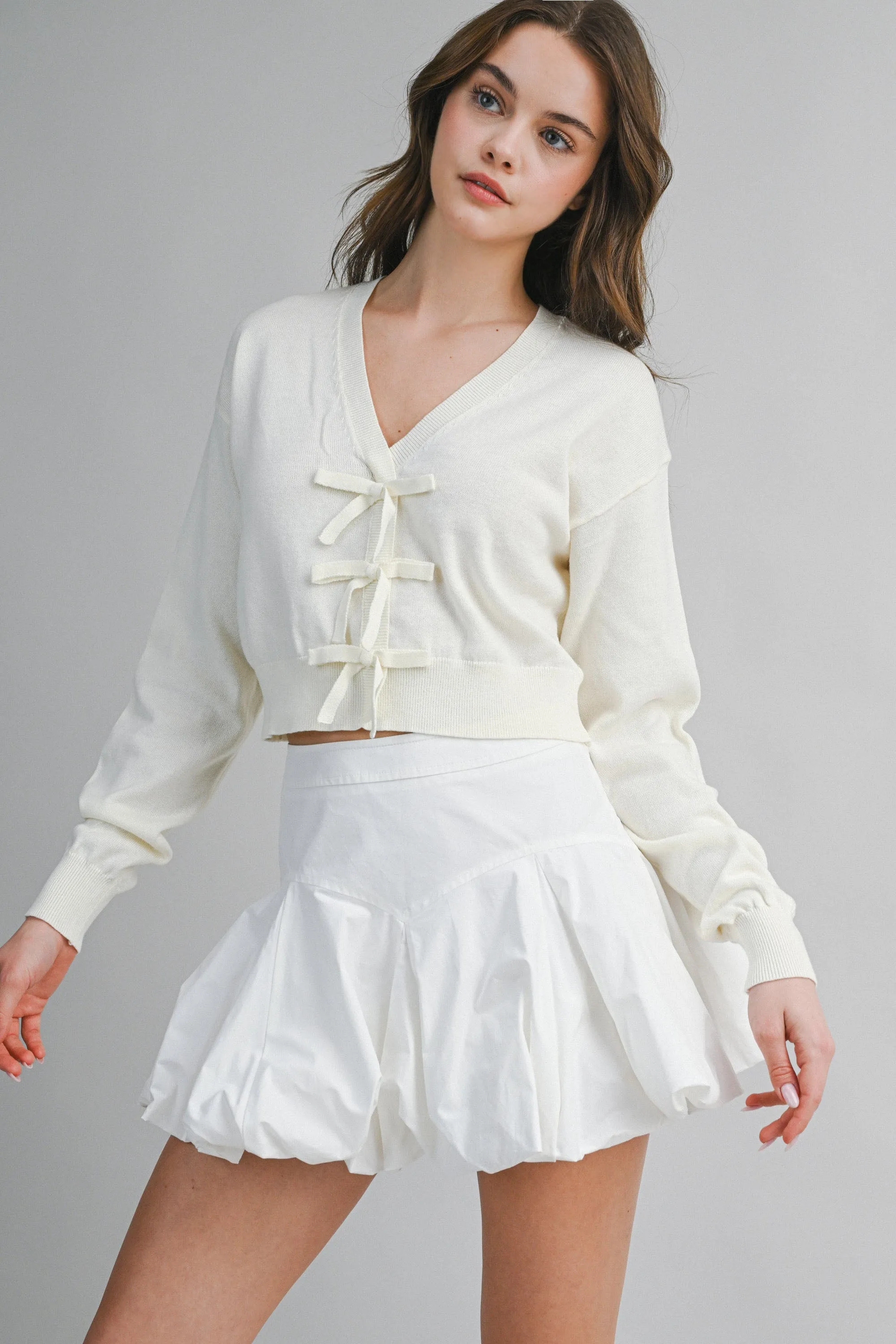KERRIS BOW KNIT TOP sold by MABLE