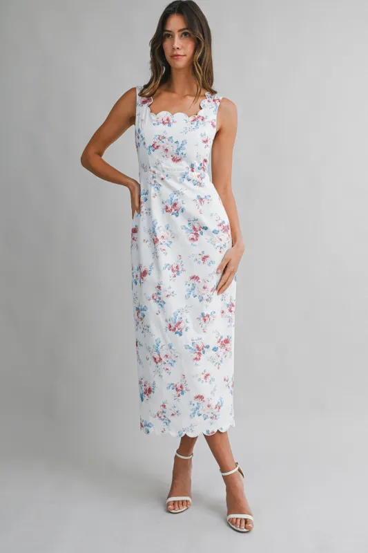 DONNA FLORAL PRINTED MIDI DRESS made by MABLE