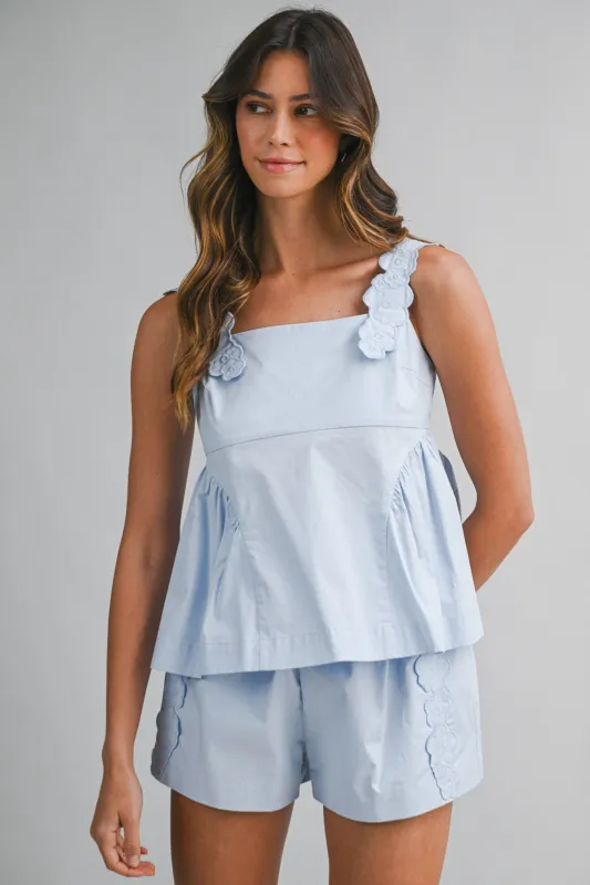 SIA TRIM SHOULDER DETAIL TOP AND SHORTS SET made by MABLE