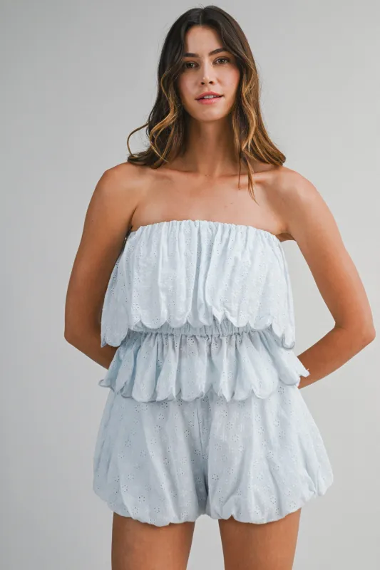 FIANNA FLORAL EYELET LACE TOP AND SHORTS SET made by MABLE