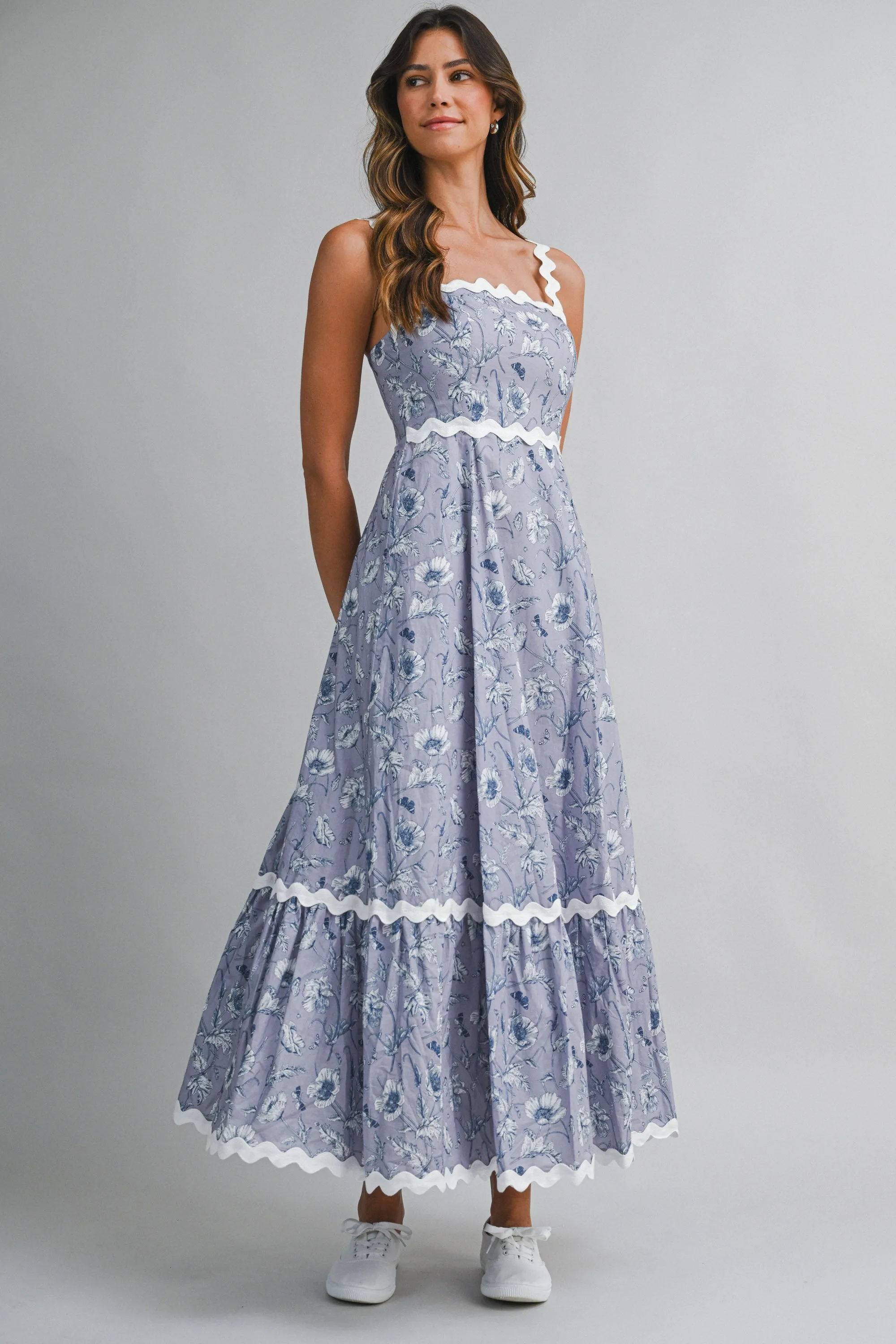 EAMON FLORAL PRINTED RIC RAC TRIM MAXI DRESS sold by MABLE product image thumbnail 5