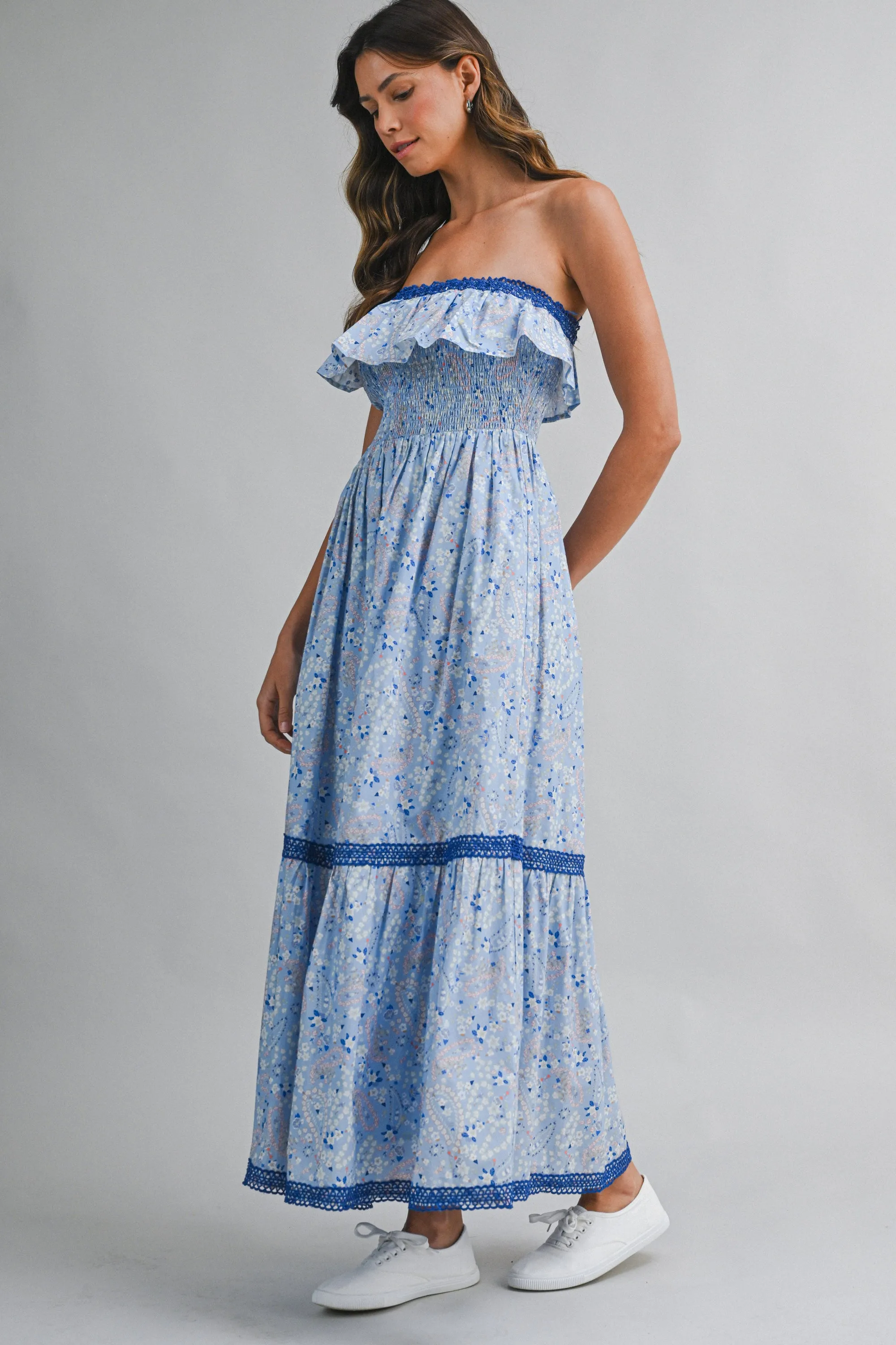 OREN PRINTED RUFFLED MIDI DRESS sold by MABLE product image thumbnail 3