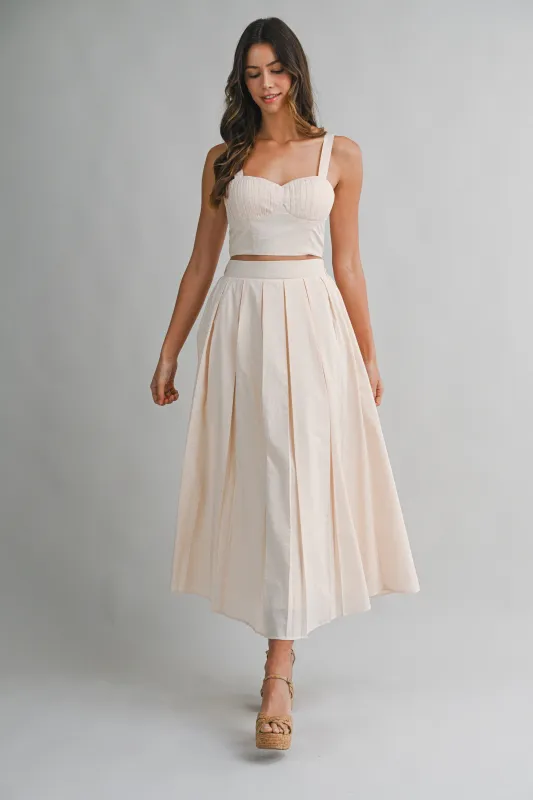 EVERLY GINGHAM TOP AND MIDI SKIRT SET made by MABLE