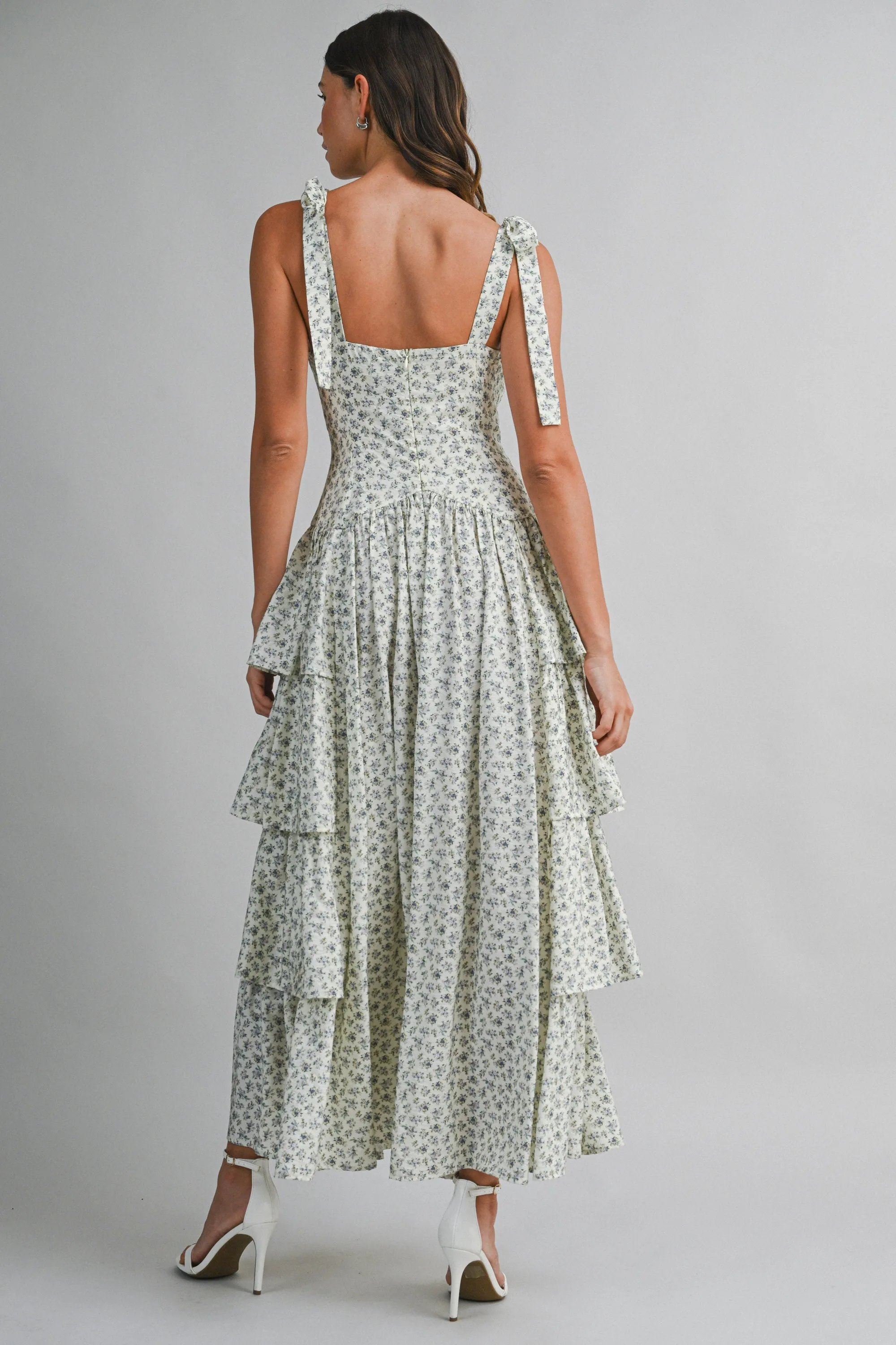 JENOVA FLORAL PRINTED SIDE RUFFLE MIDI DRESS sold by MABLE product image thumbnail 5