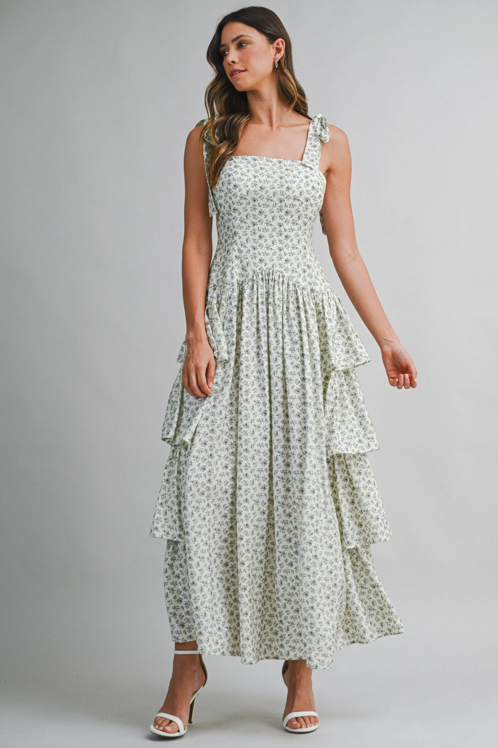 JENOVA FLORAL PRINTED SIDE RUFFLE MIDI DRESS sold by MABLE product image thumbnail 2