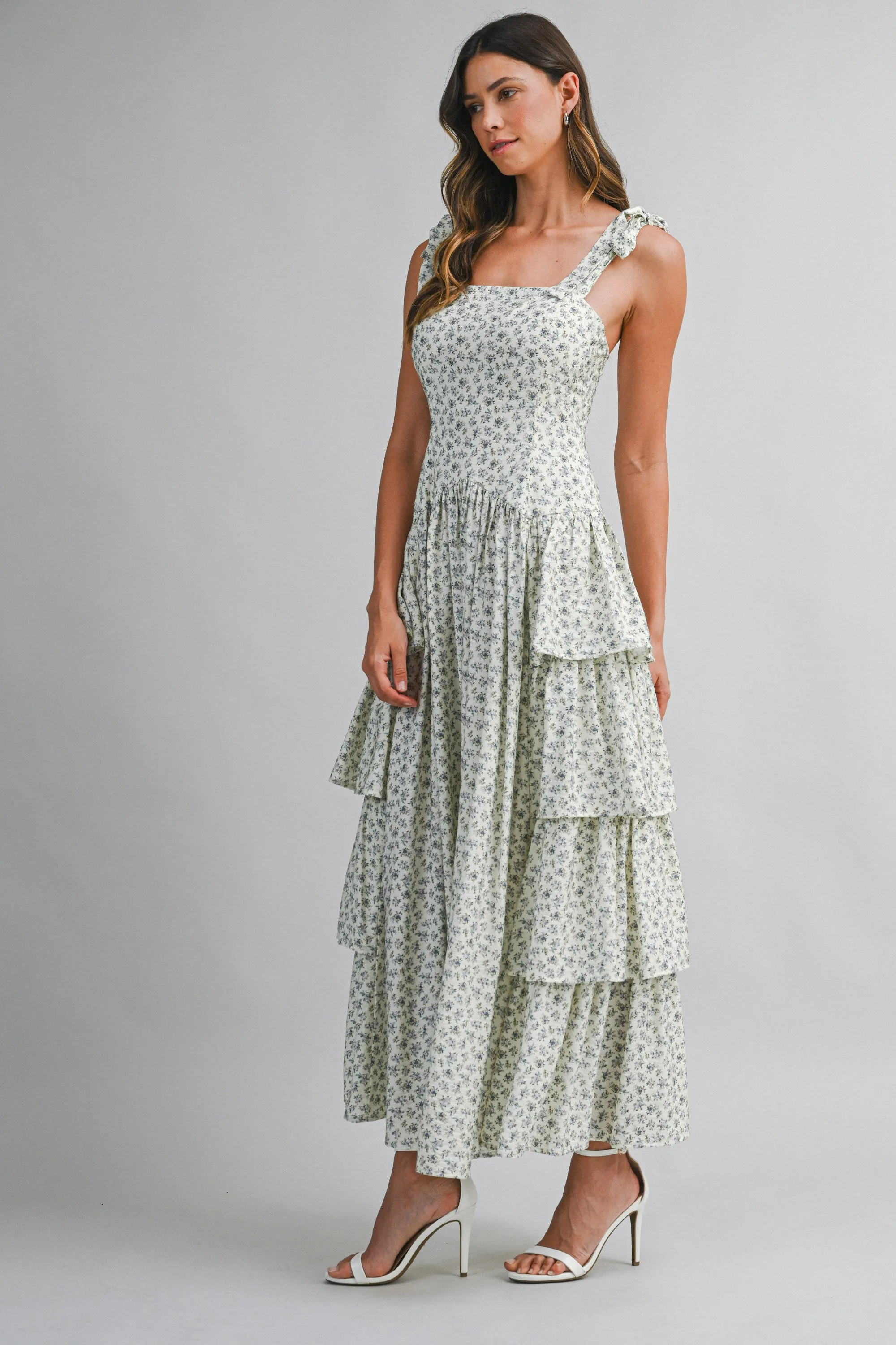 JENOVA FLORAL PRINTED SIDE RUFFLE MIDI DRESS sold by MABLE product image thumbnail 3