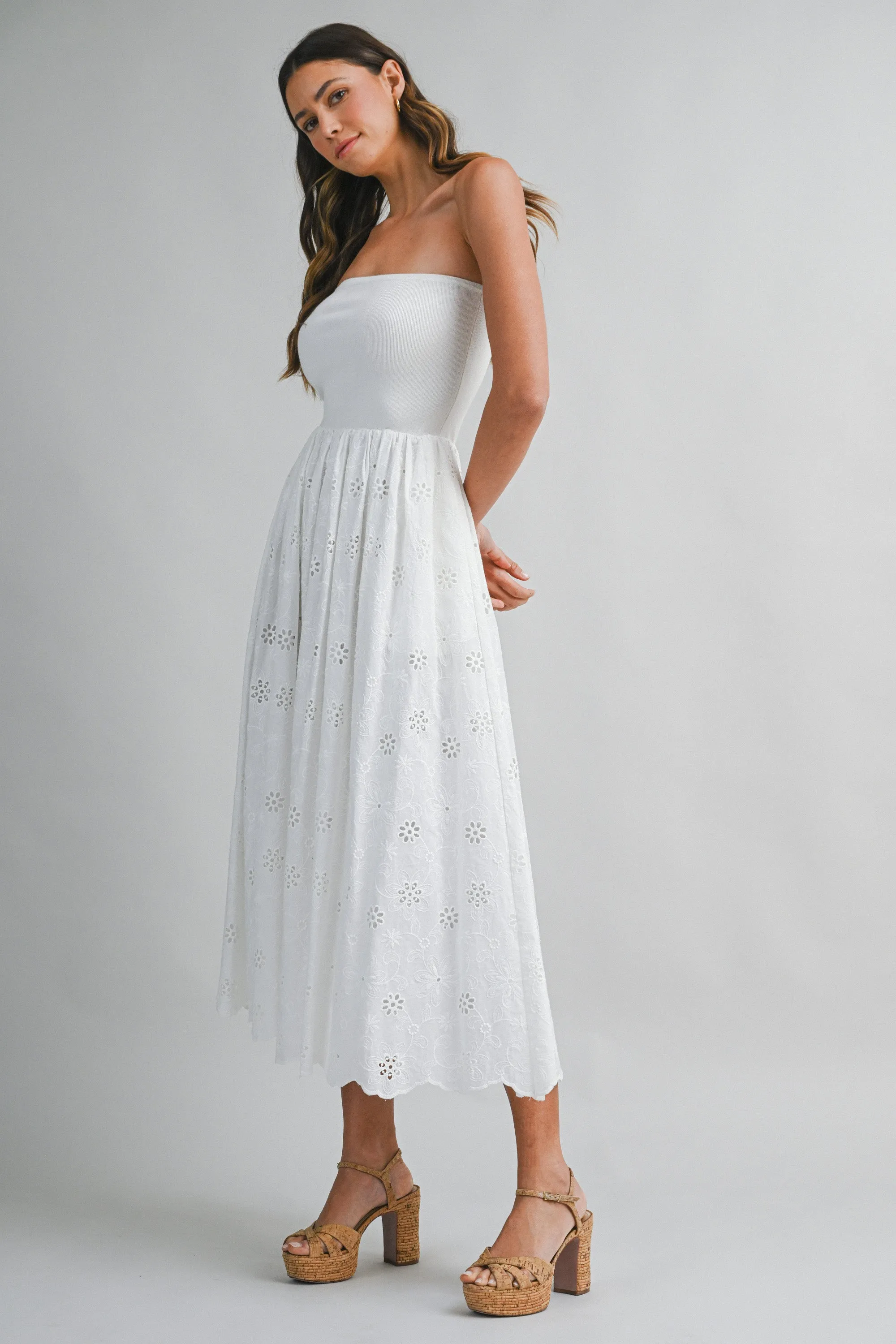 ASTOR EYELET CONTRAST MIDI DRESS sold by MABLE product image thumbnail 4